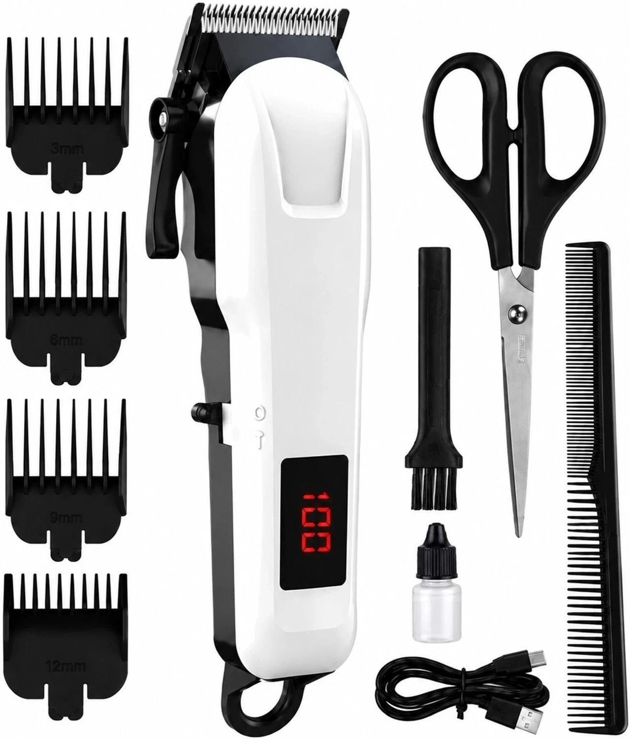 Image of RACCOON 809 Hair Clipper Machine with LED Display, Scissor, 4 Combs & USB Charging Fully Waterproof Trimmer 180 min Runtime 5 Length Settings