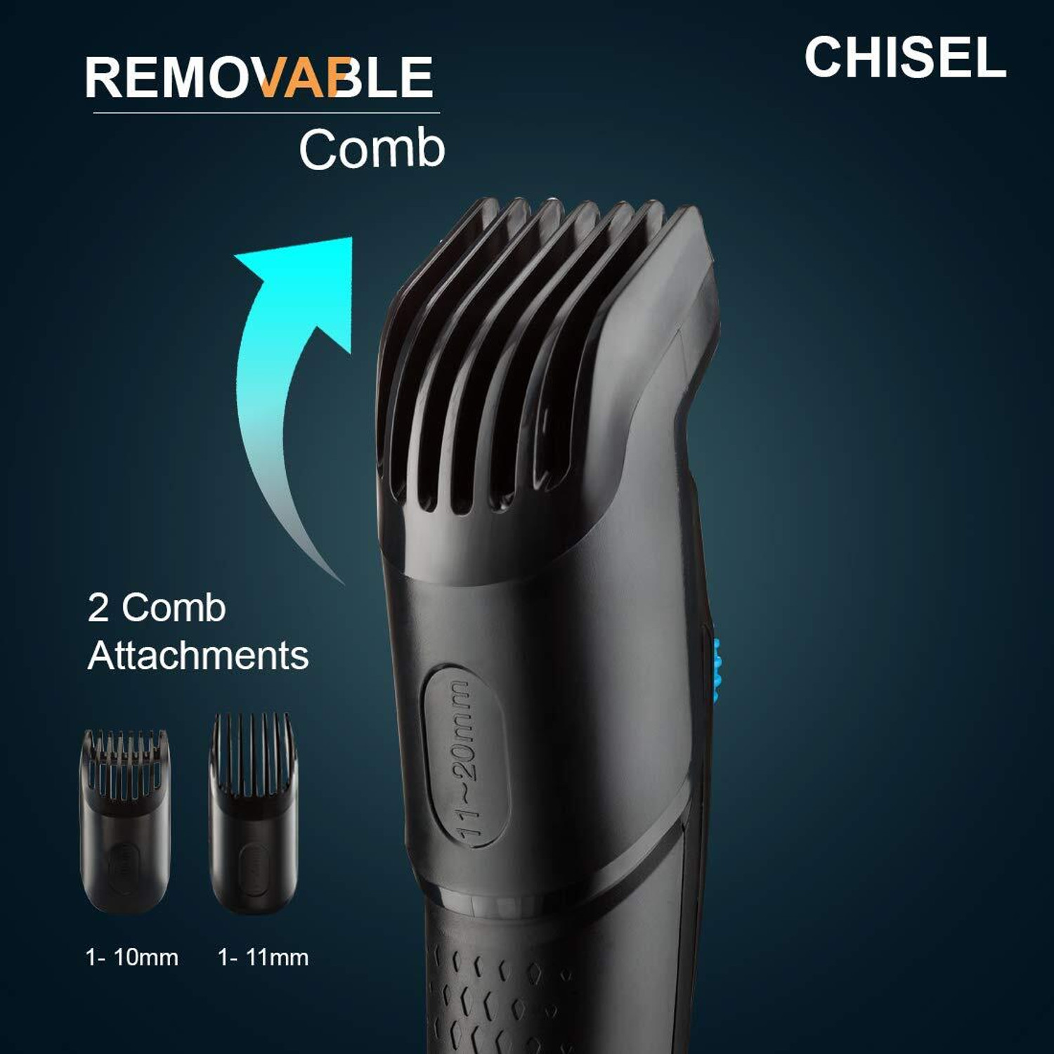 Image of NOYMI Beard Trimmer, Black, Blue, Rechargeable, USB Charging, 2 Comb Attachments Fully Waterproof Trimmer 120 min Runtime 2 Length Settings