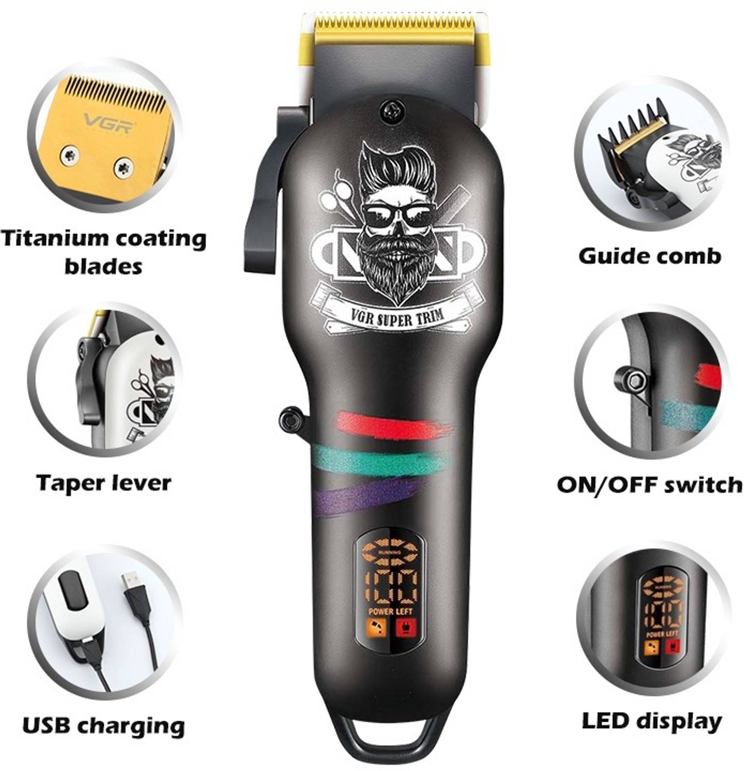 VGR V-699 Trimmer 180 min Black - Image 2