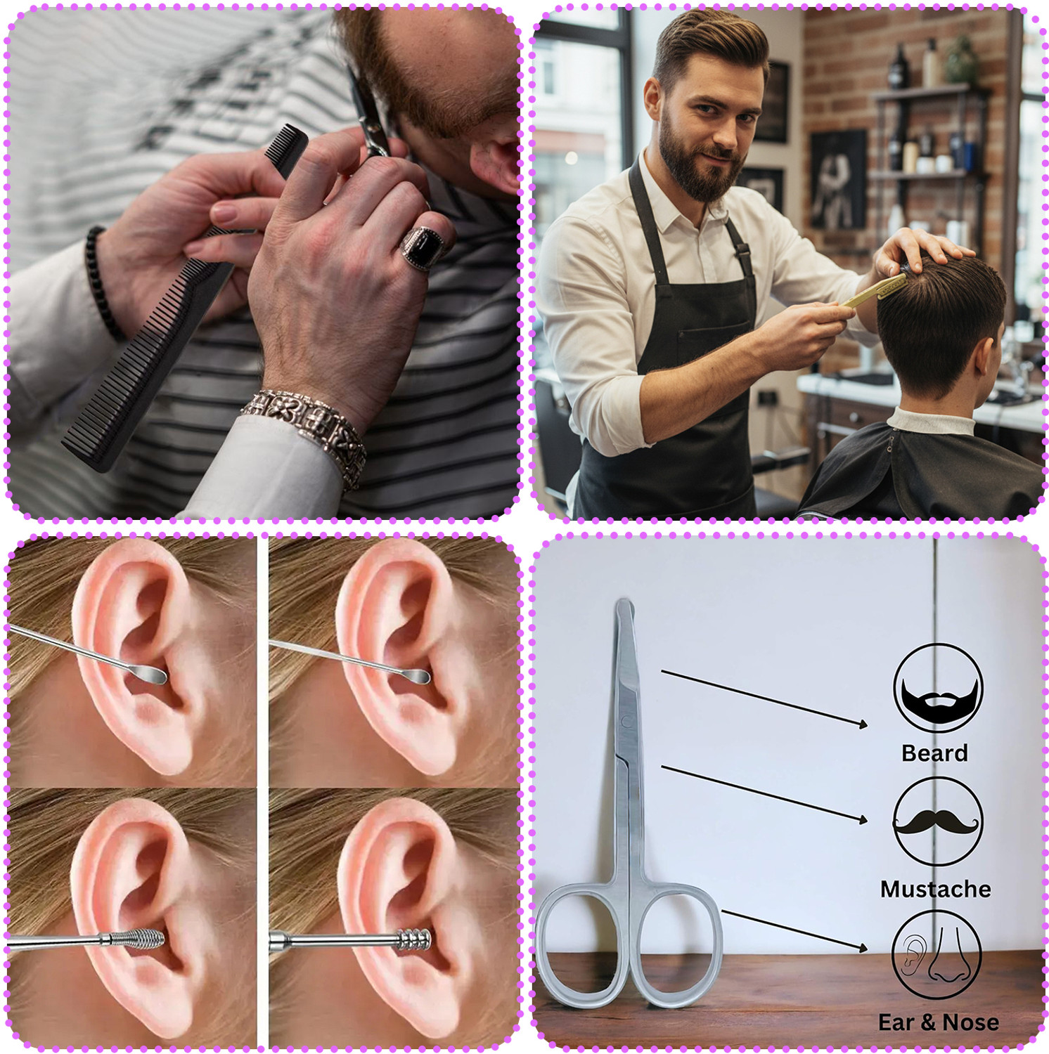 Image of Virth Men's Hair Brush With 2 Pcs Razor,Ear Kit & Nose Scissor & Beard & Nose-Ear Hair Trimmer 120 min Runtime 0 Length Settings (Multicolor)