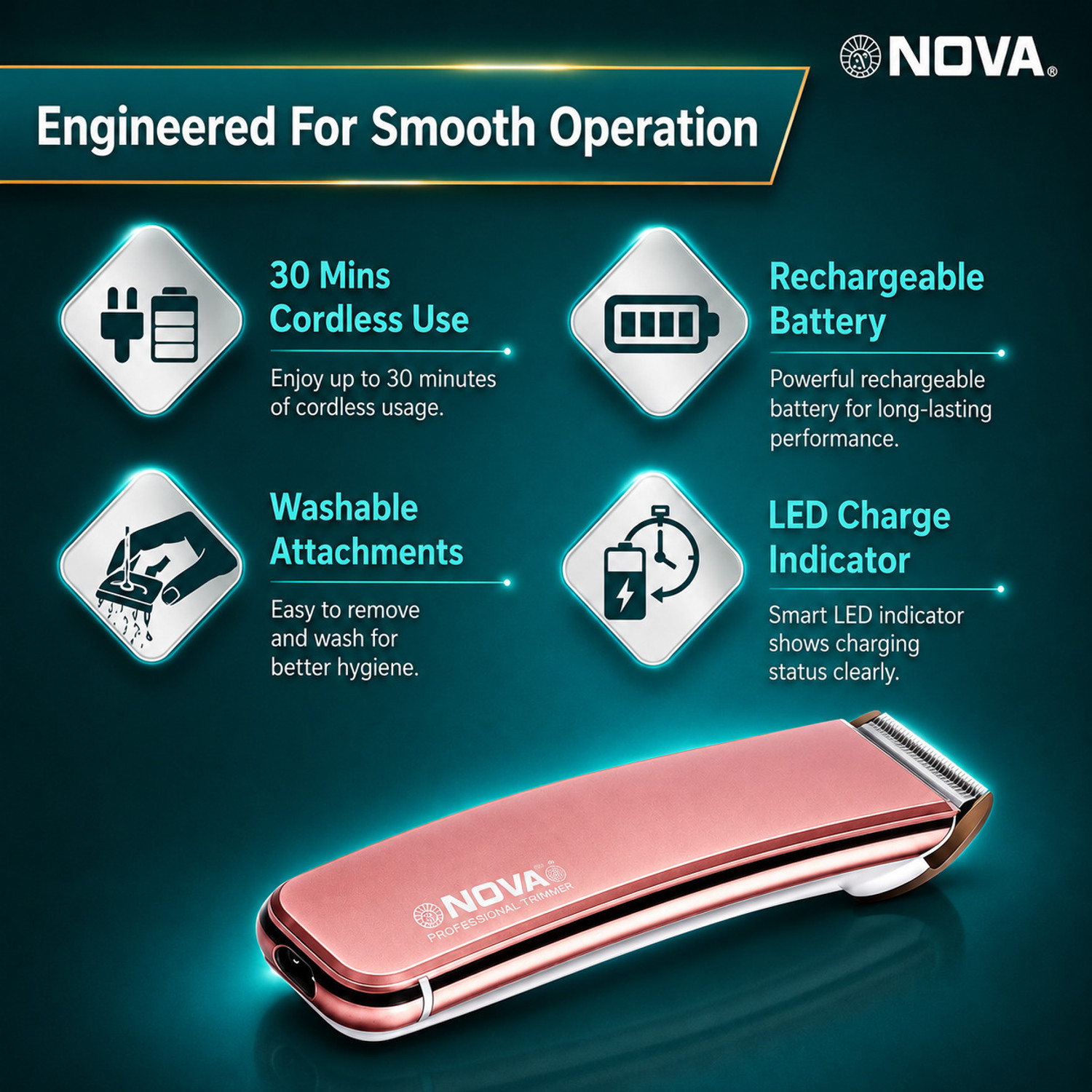 Image of NOVA NHT 1049 /07 Trimmer 30 min Runtime 3 Length Settings