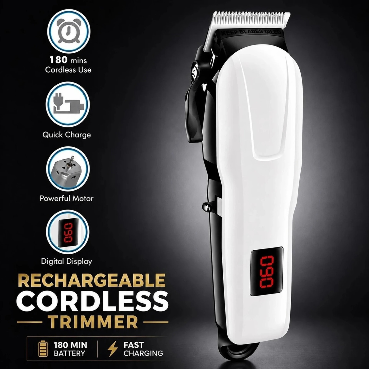 Image of KEMMIE KM 809A Trimmer 240 min Runtime 4 Length Settings