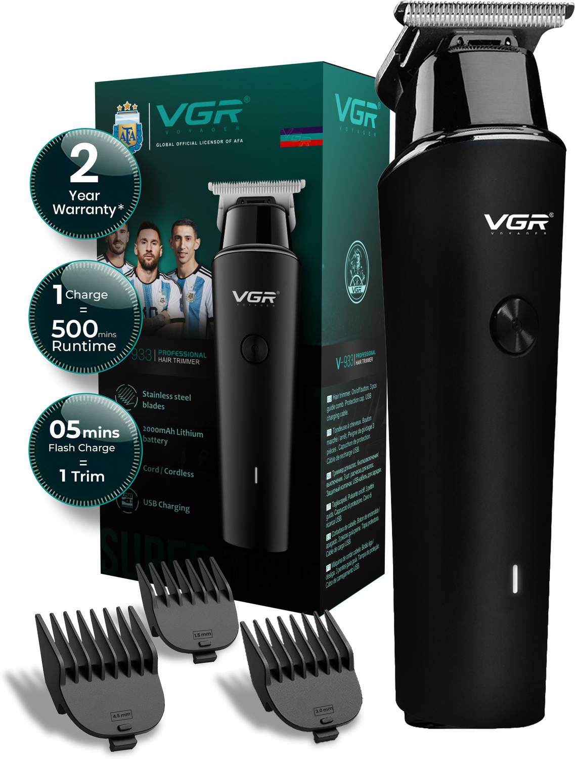 VGR V-933 Trimmer 500 min Runtime 4 Length Settings