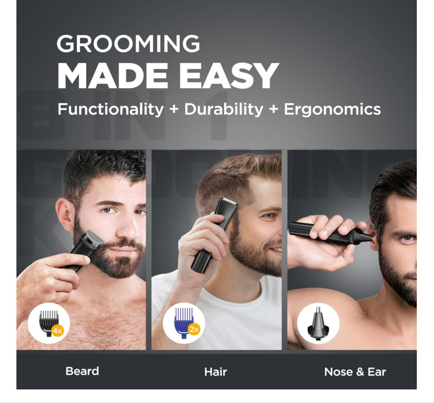 Image of HAVELLS GS7608 Fully Waterproof Grooming Kit 90 min Runtime 12 Length Settings