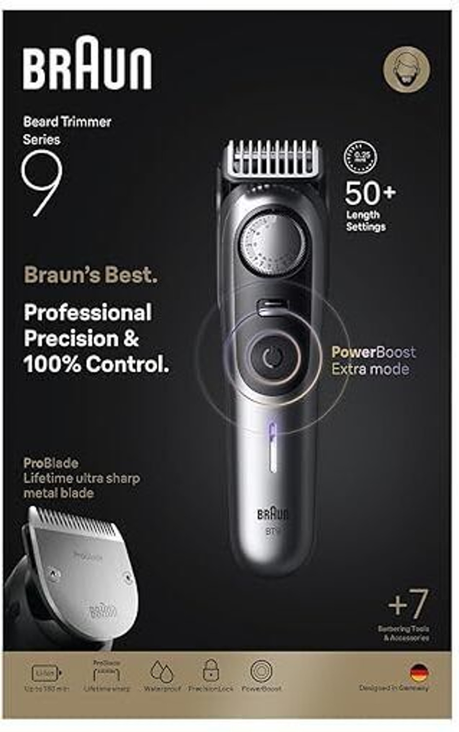 Image of Braun BT9520 8-in-1 Fully Waterproof Trimmer 180 min Runtime 50 Length Settings