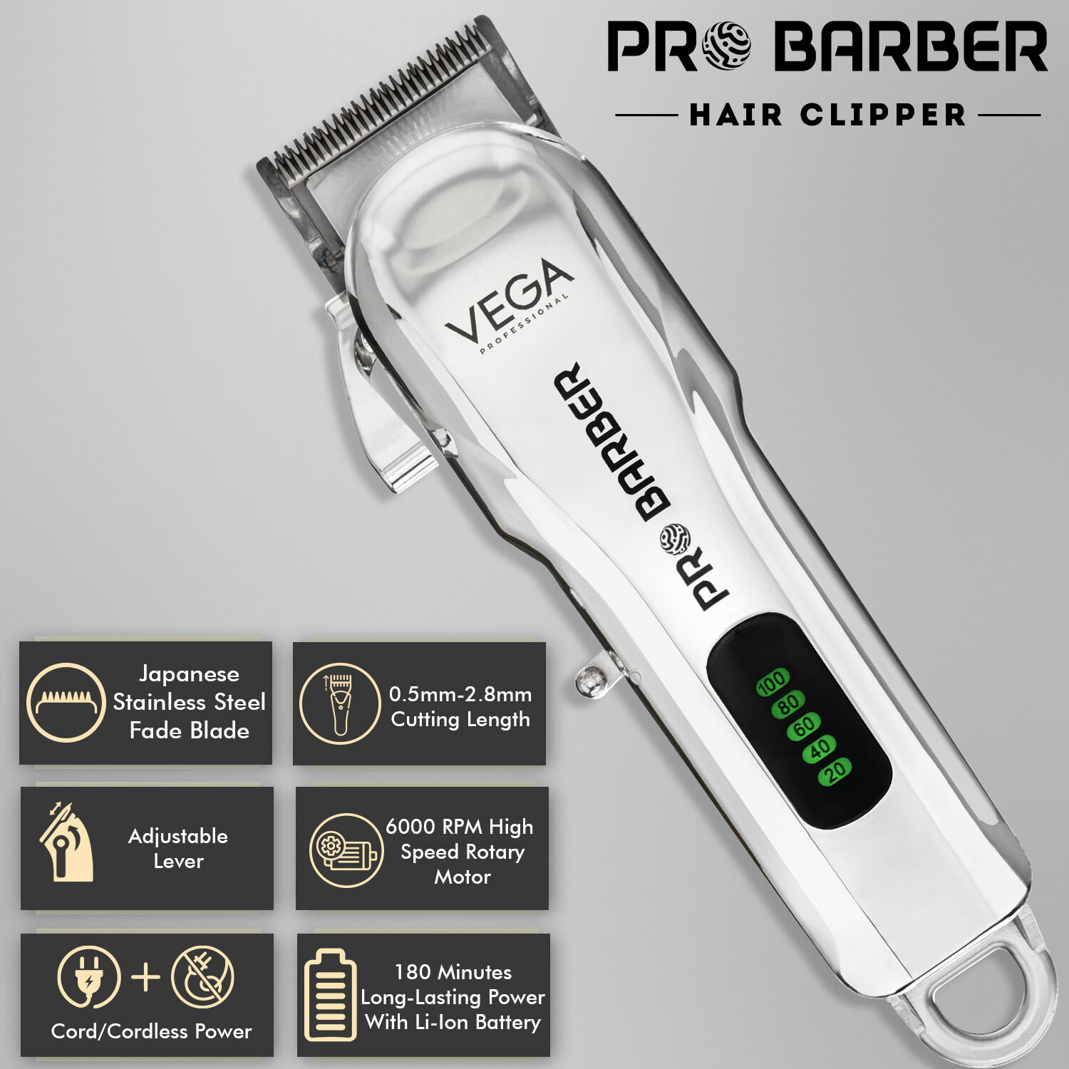 Image of Vega Professional VPVHC-09 Trimmer 180 min Runtime 2 Length Settings