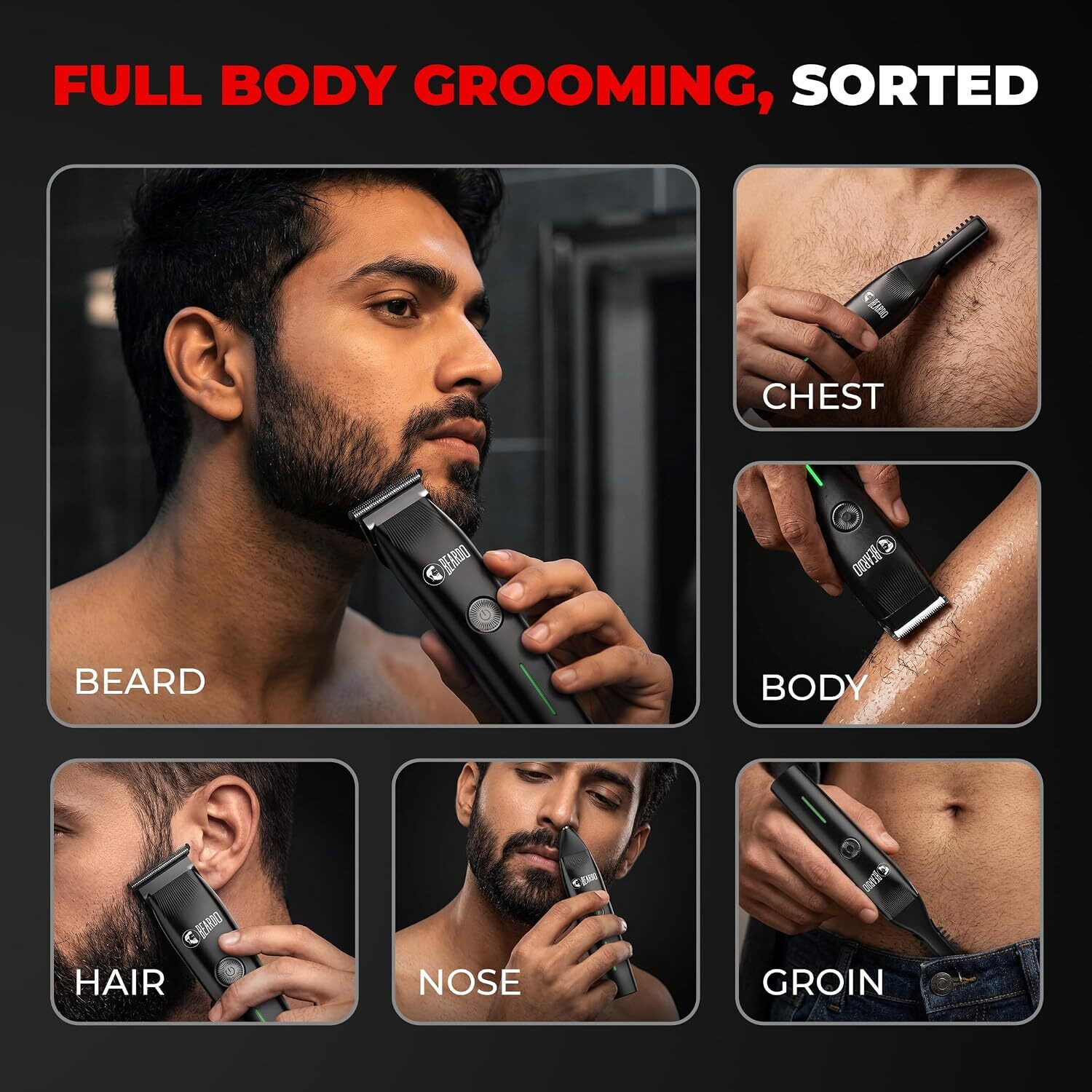 Image of BEARDO Apex Advanced Multi Purpose Trimmer Fully Waterproof Trimmer 120 min Runtime 3 Length Settings