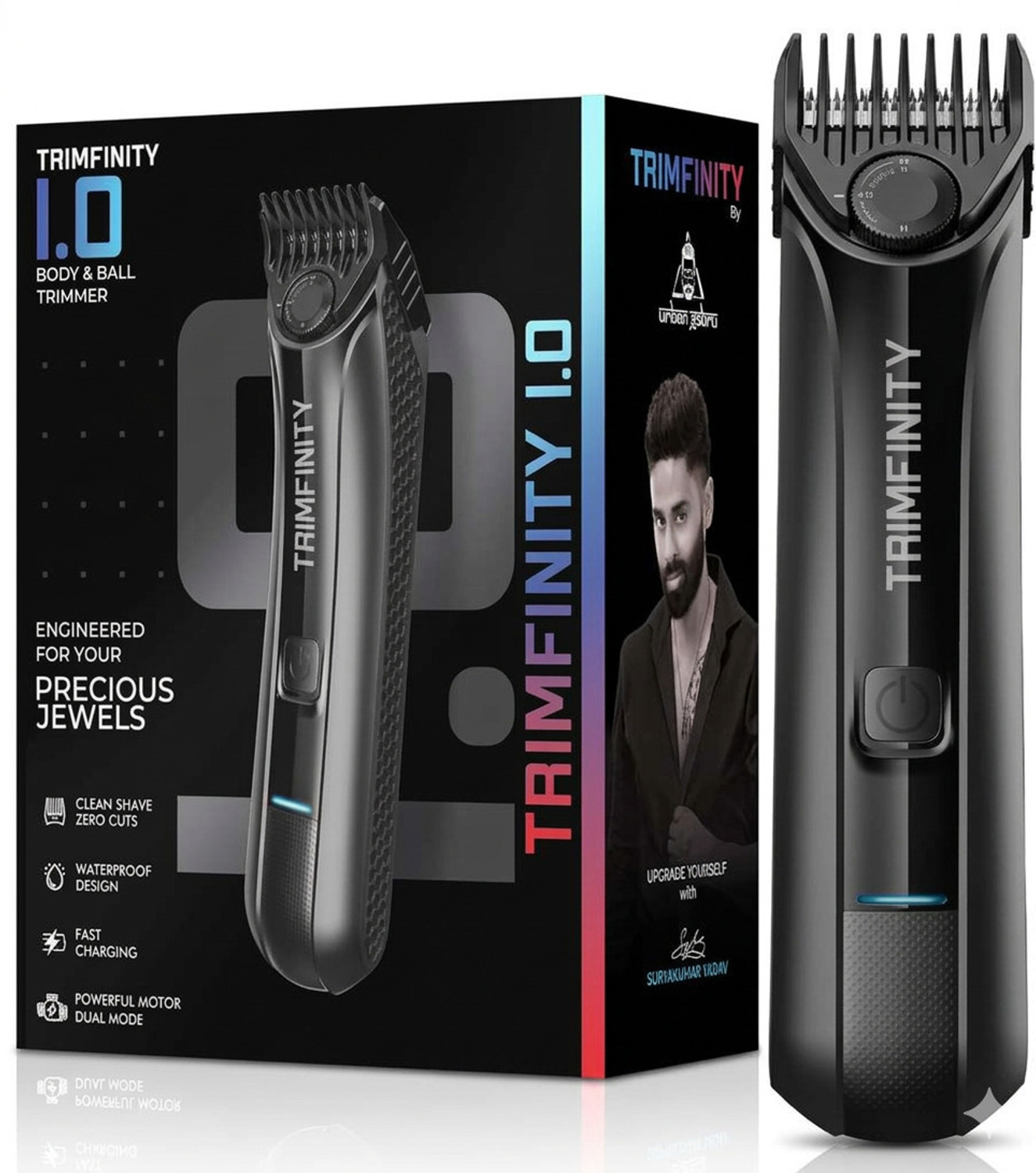 Image of urbangabru 1.0 Body Trimmer for Men with Skin Safe Tech Fully Waterproof Trimmer SK Body Groomer 90 min Runtime 4 Length Settings