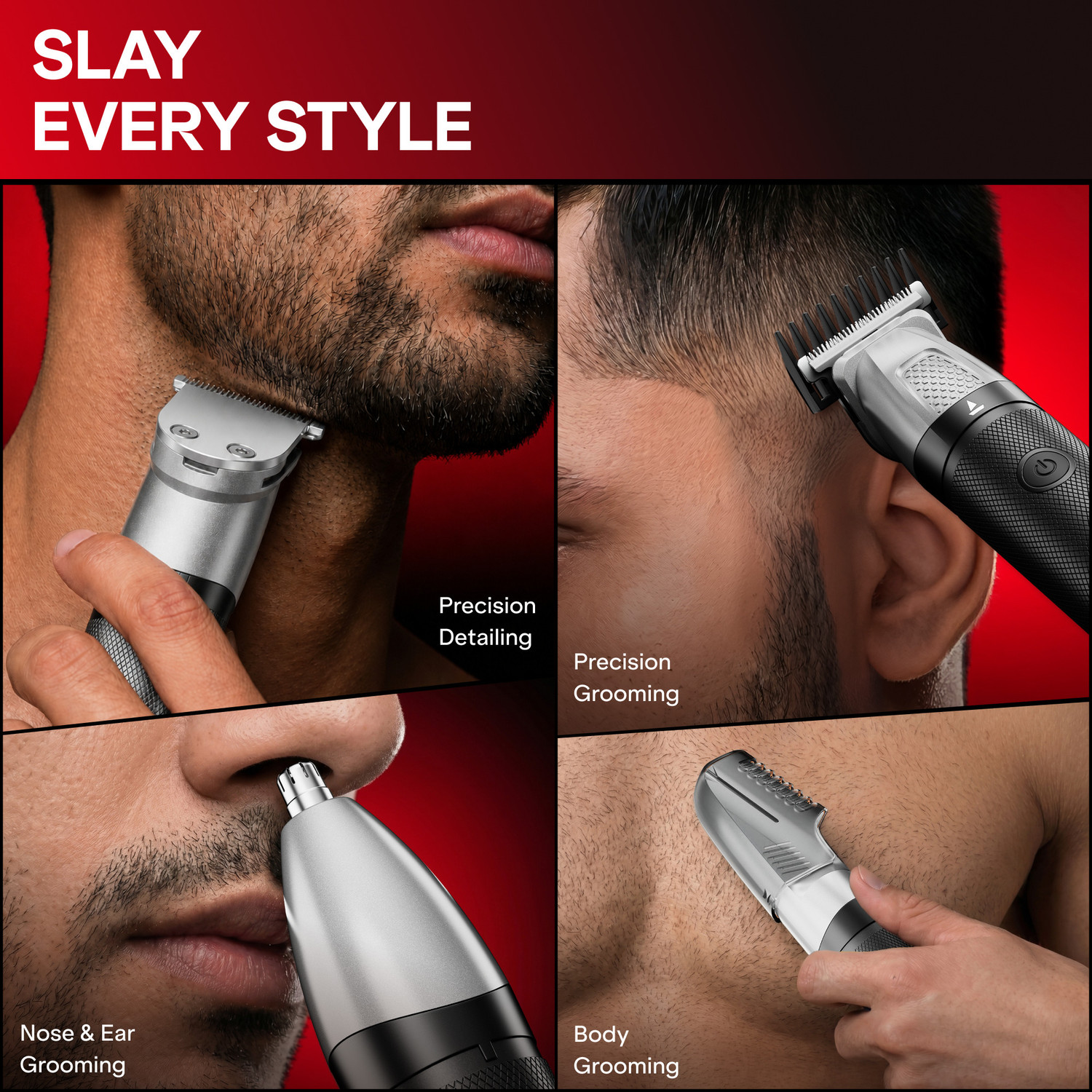 Image of boAt Slazer K100+ Full Body Trimmer, Fast Charge, Display & Travel Lock Fully Waterproof Grooming Kit 200 Mins Runtime 12 Length Settings