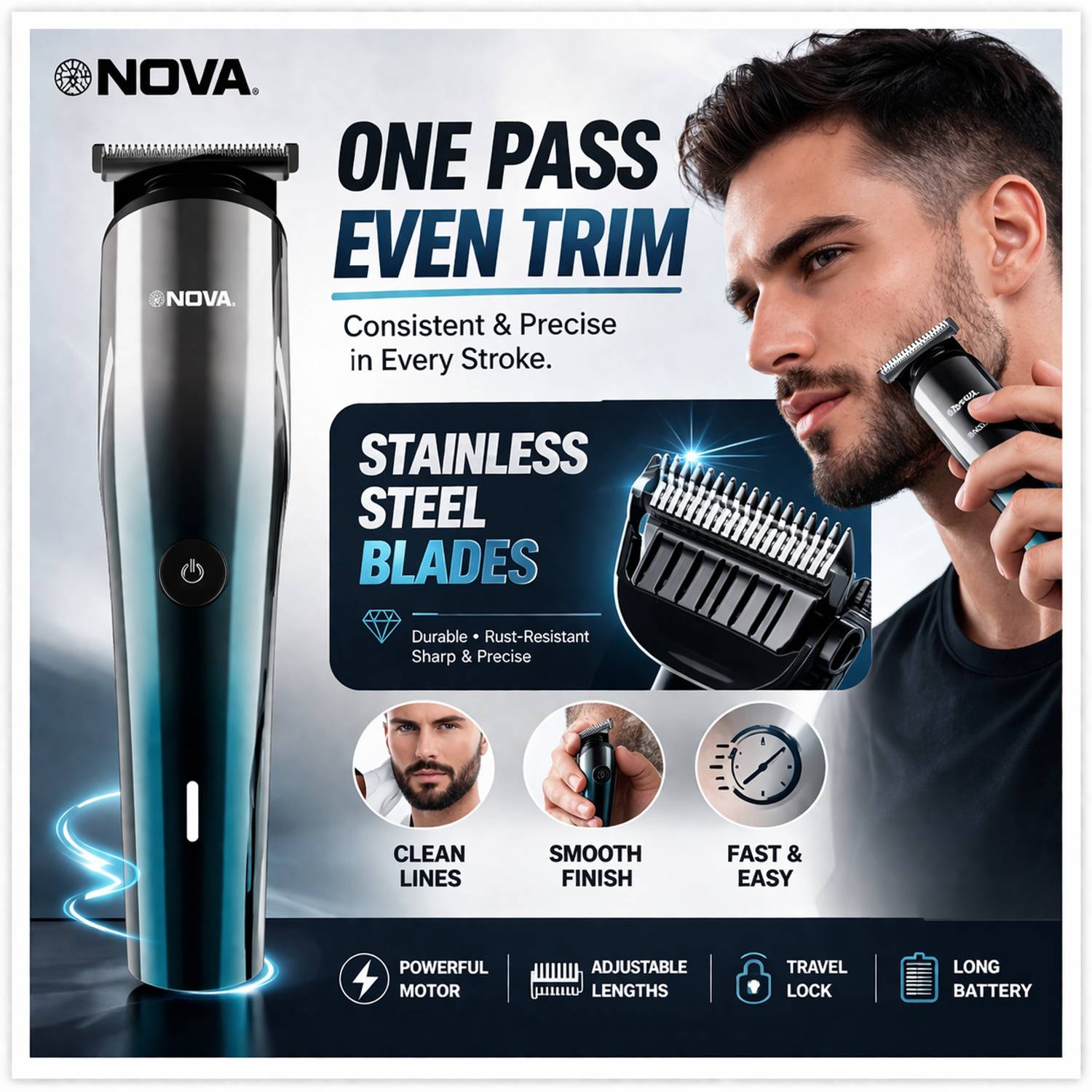 NOVA NHT 1133 Trimmer 150 min Runtime 24 Length Settings - Image 4