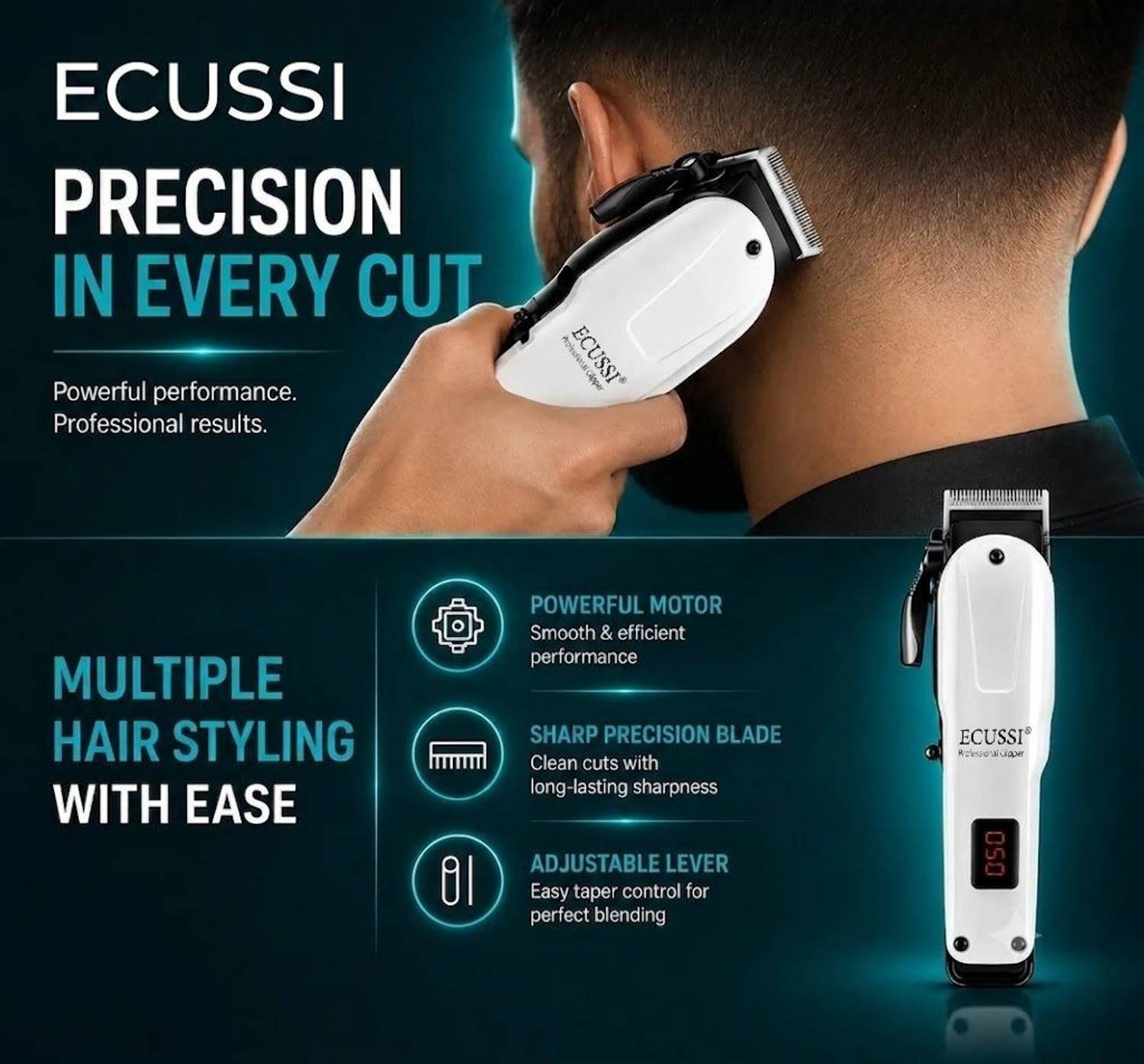 ECUSSI EC-809D Waterproof Trimmer 180 min - Image 2