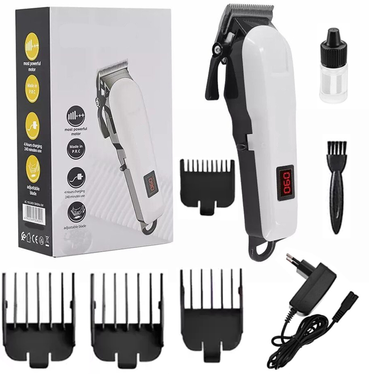 Image of OVER BELIEVE Rechargeable 809A Moustache Trimmer for Men | Cordless Z17 Beard & Hair Grooming Fully Waterproof Trimmer 240 min Runtime 4 Length Settings (Black, White)