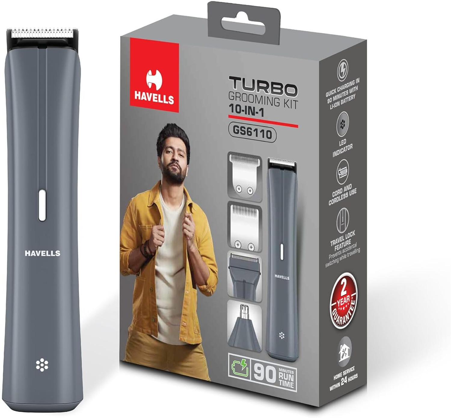 Image of HAVELLS GS6110 Fully Waterproof Grooming Kit 90 min Runtime 6 Length Settings