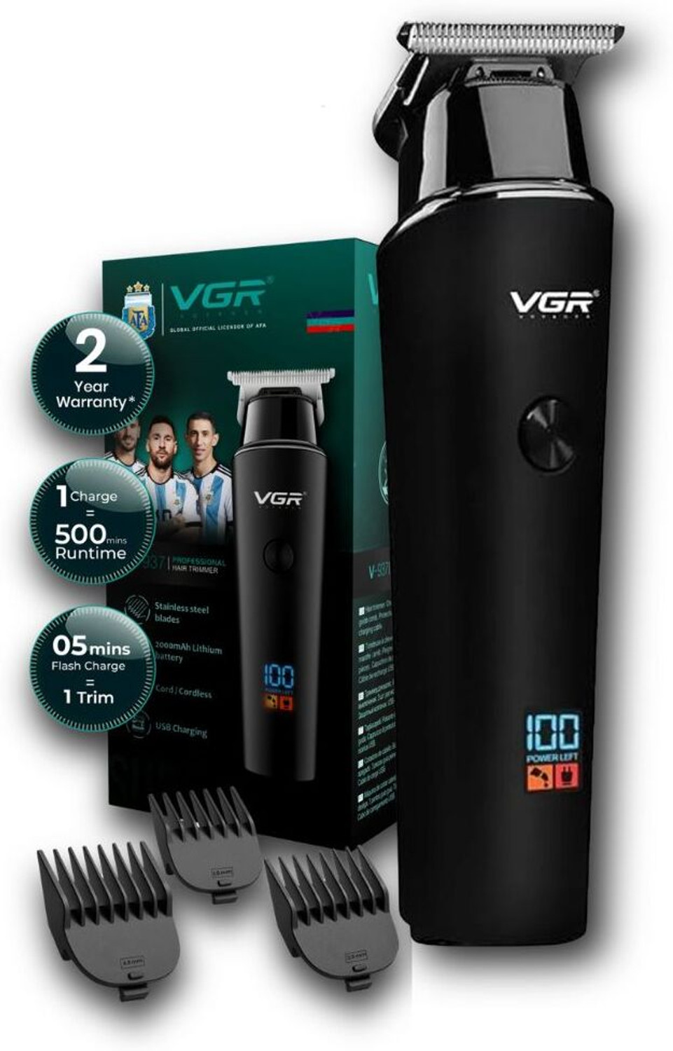 Image of Rainbow Beauty And Tattoo Professional Haircutting Trimmer Trimmer 180 min Runtime 5 Length Settings