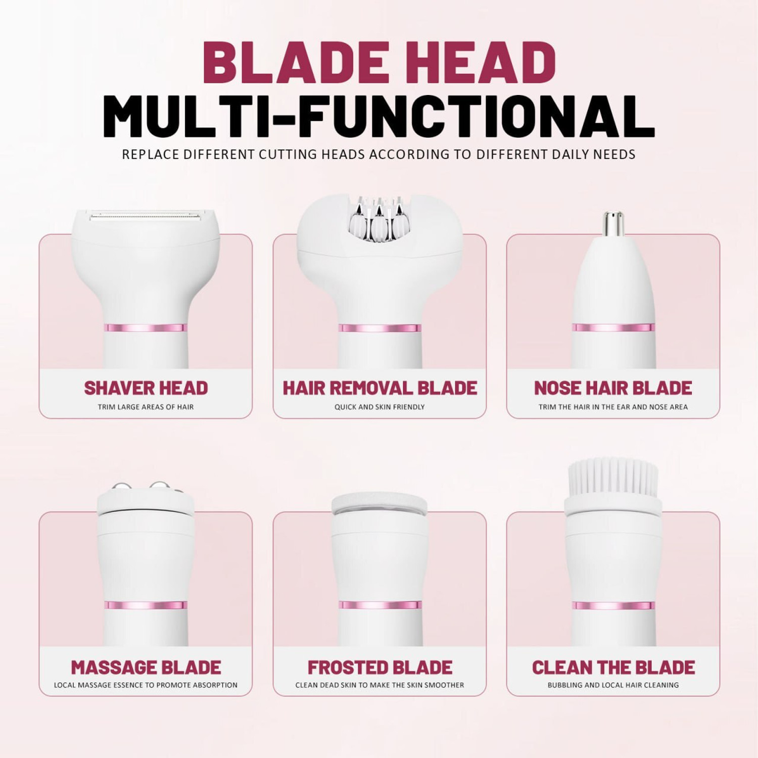 Image of HVG TRADERS 6-in-1 women's grooming kit Fully Waterproof Body Groomer 60 min Runtime 6 Length Settings