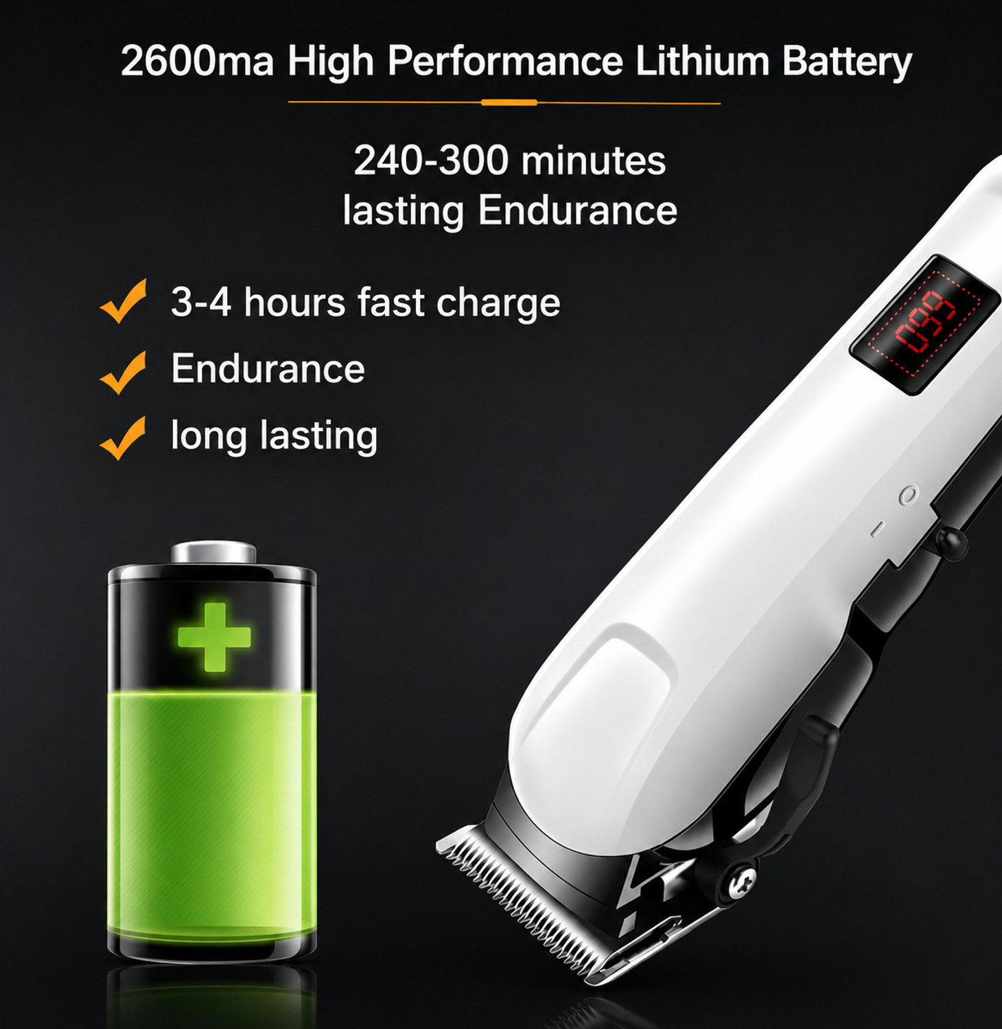 Image of CLINLINSO 809 Cordless Hair Trimmer Kit with Hair Comb, Scissors & USB Charging Fully Waterproof Trimmer 240 min Runtime 5 Length Settings