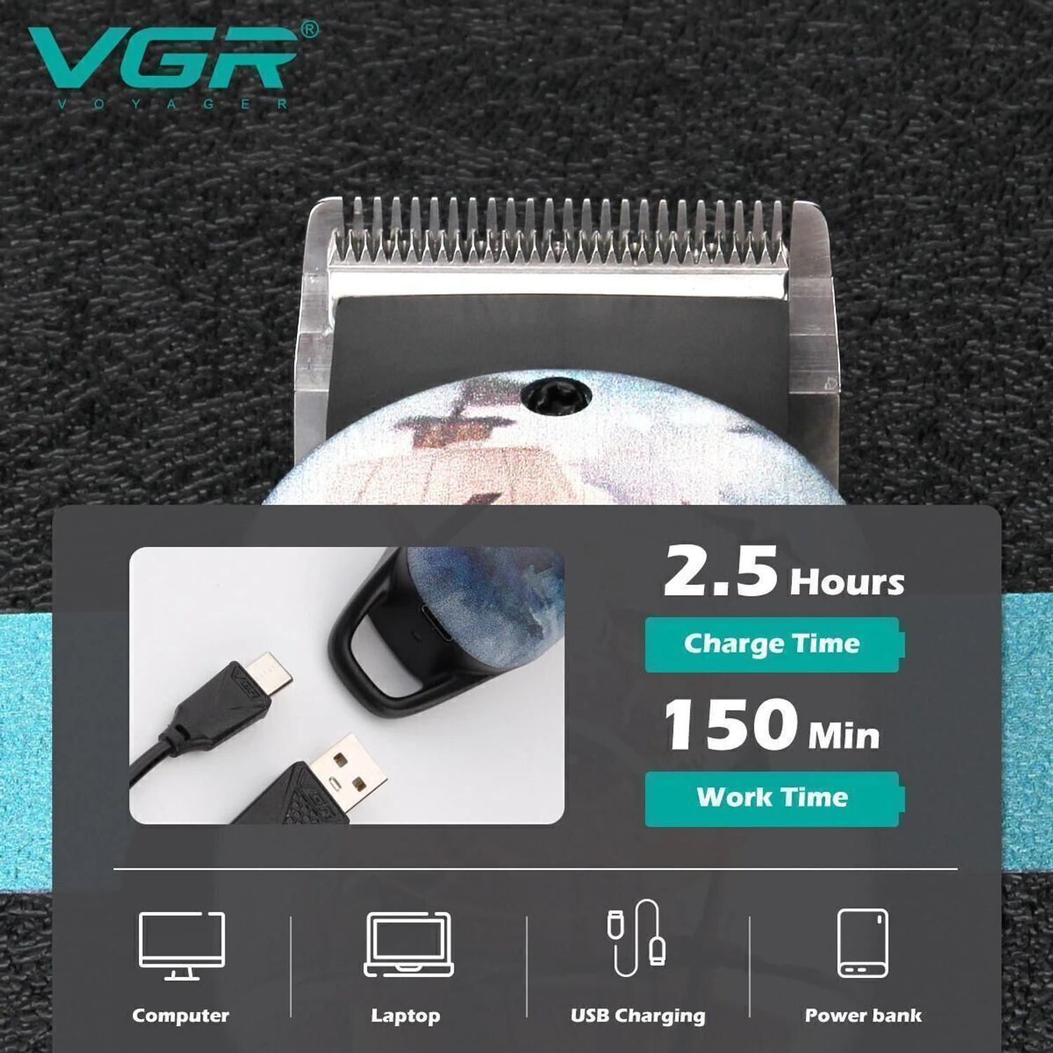 Image of VGR V-690 Professional Hair Clipper Trimmer 150 min Runtime 8 Length Settings