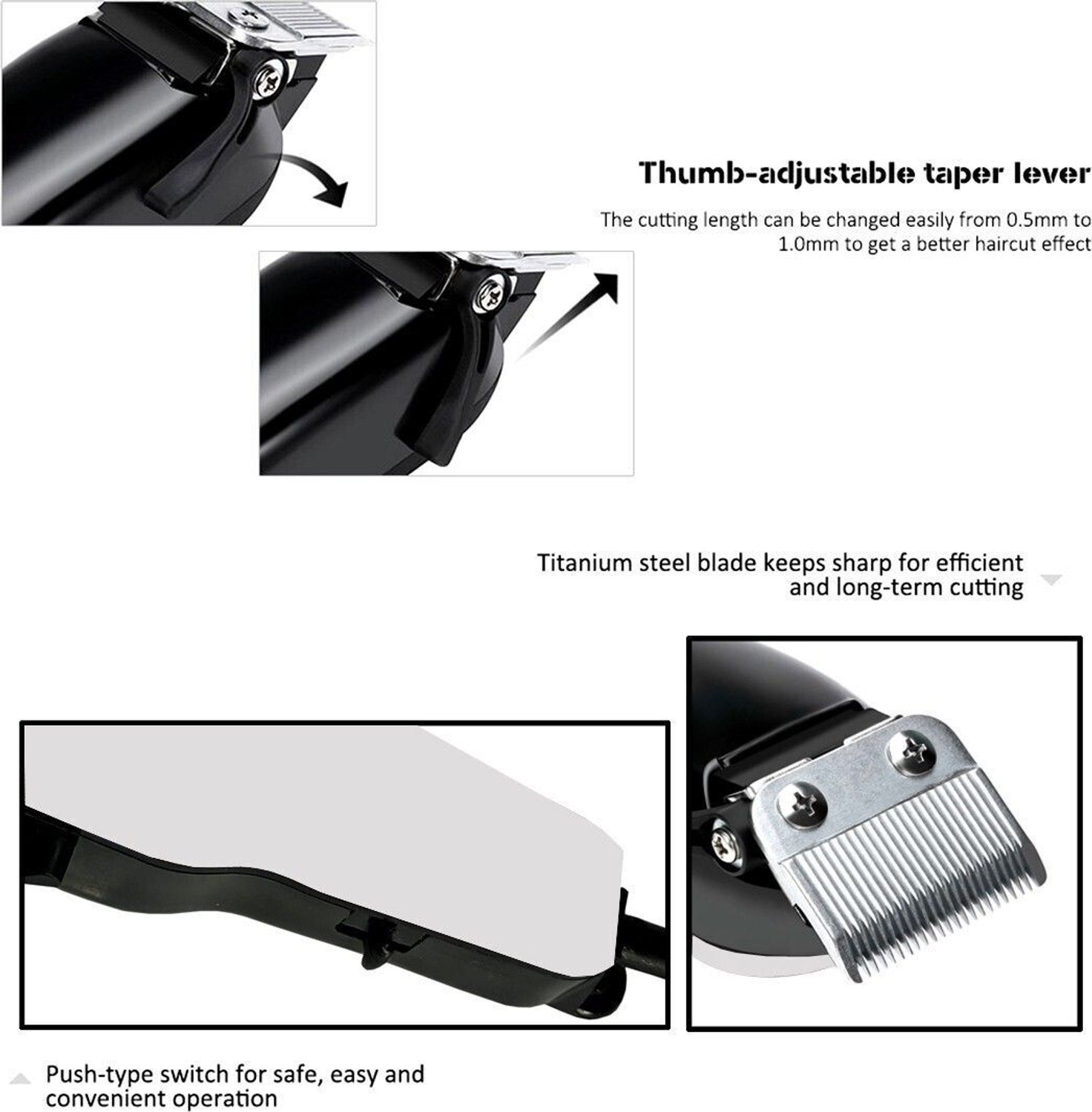 Image of WDC Men Titanium Wired High Quality Powerful Adjustable Hair Clipper Beard Moustache Fully Waterproof Trimmer 710 min Runtime 7 Length Settings
