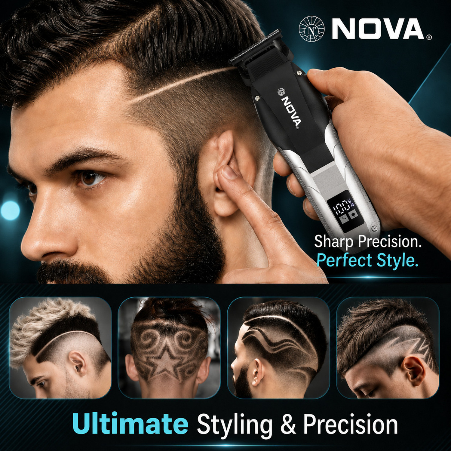 Image of NOVA NHT 1112 S Digital Display Trimmer 150 min Runtime 5 Length Settings