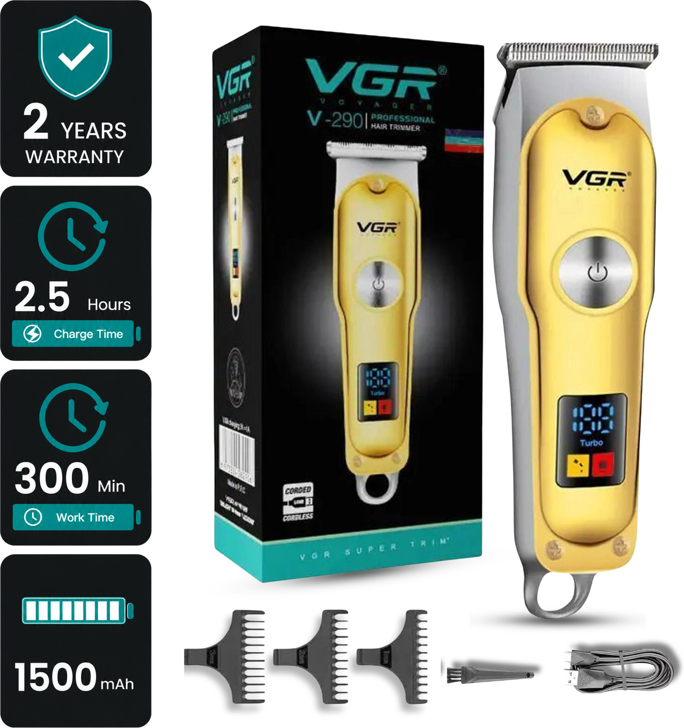 Image of VGR V-290. Trimmer 300 min Runtime 3 Length Settings