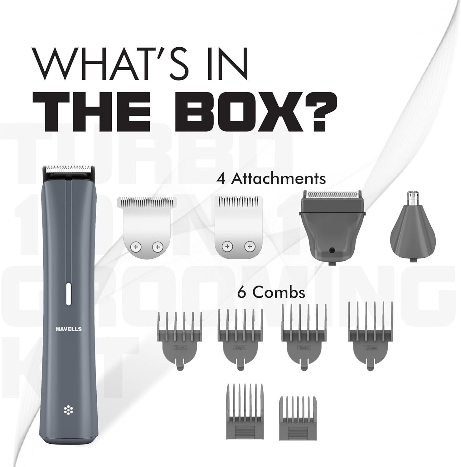 Image of HAVELLS GS6110 Fully Waterproof Grooming Kit 90 min Runtime 6 Length Settings