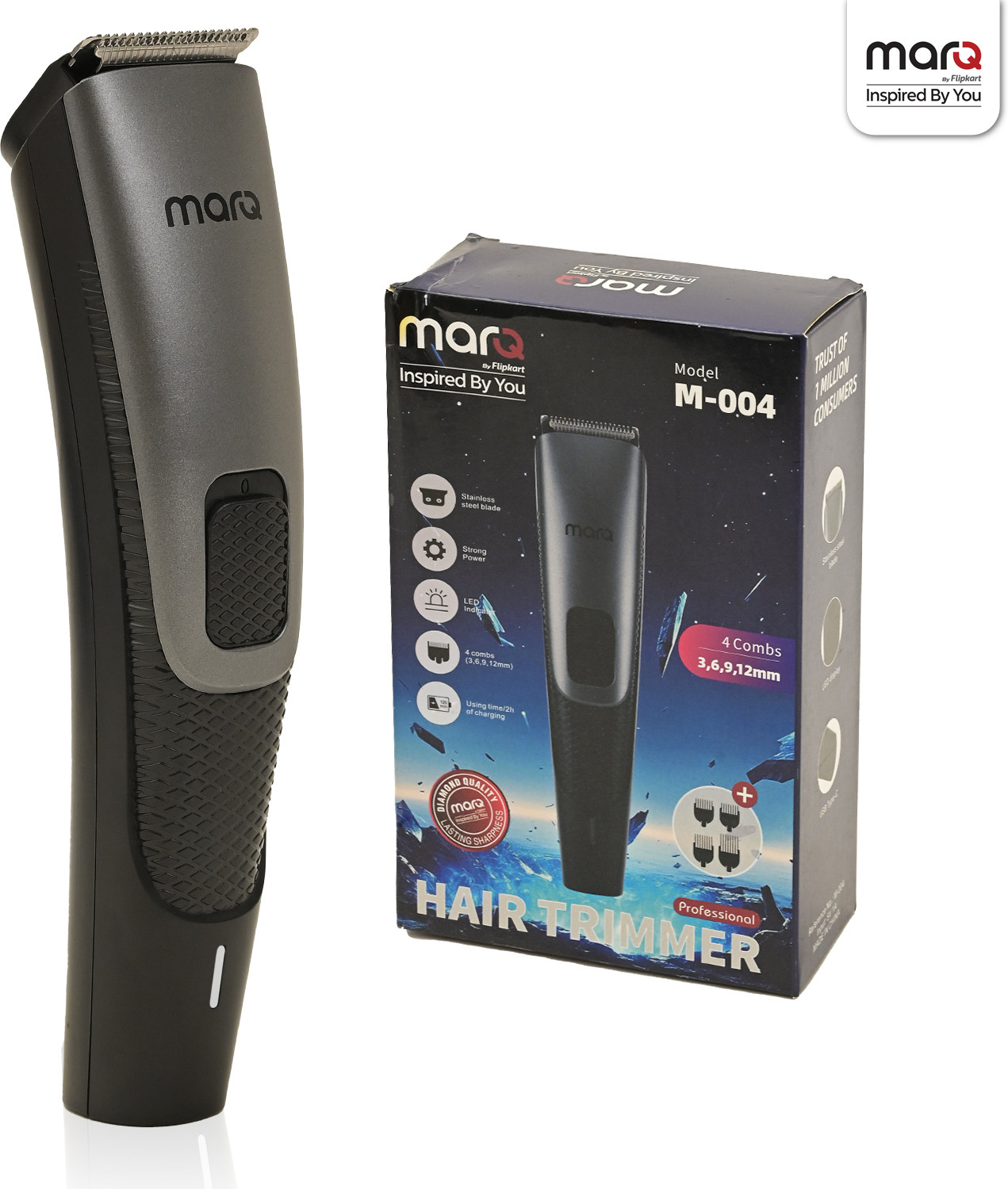 Image of MarQ by Flipkart M-004 Professional Hair Trimmer with 120 min Runtime Trimmer 120 min Runtime 4 Length Settings