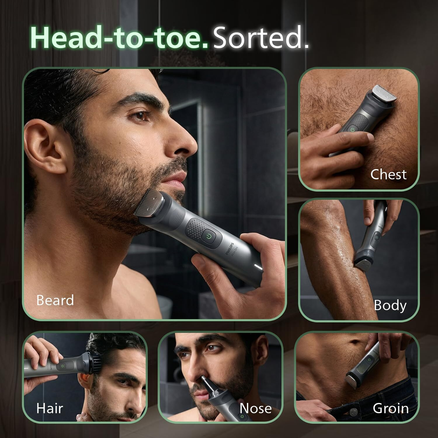 Image of PHILIPS MG7931 /30 Cordless 16-in-1 Trimmer for Men Fully Waterproof Grooming Kit 120 min Runtime 21 Length Settings