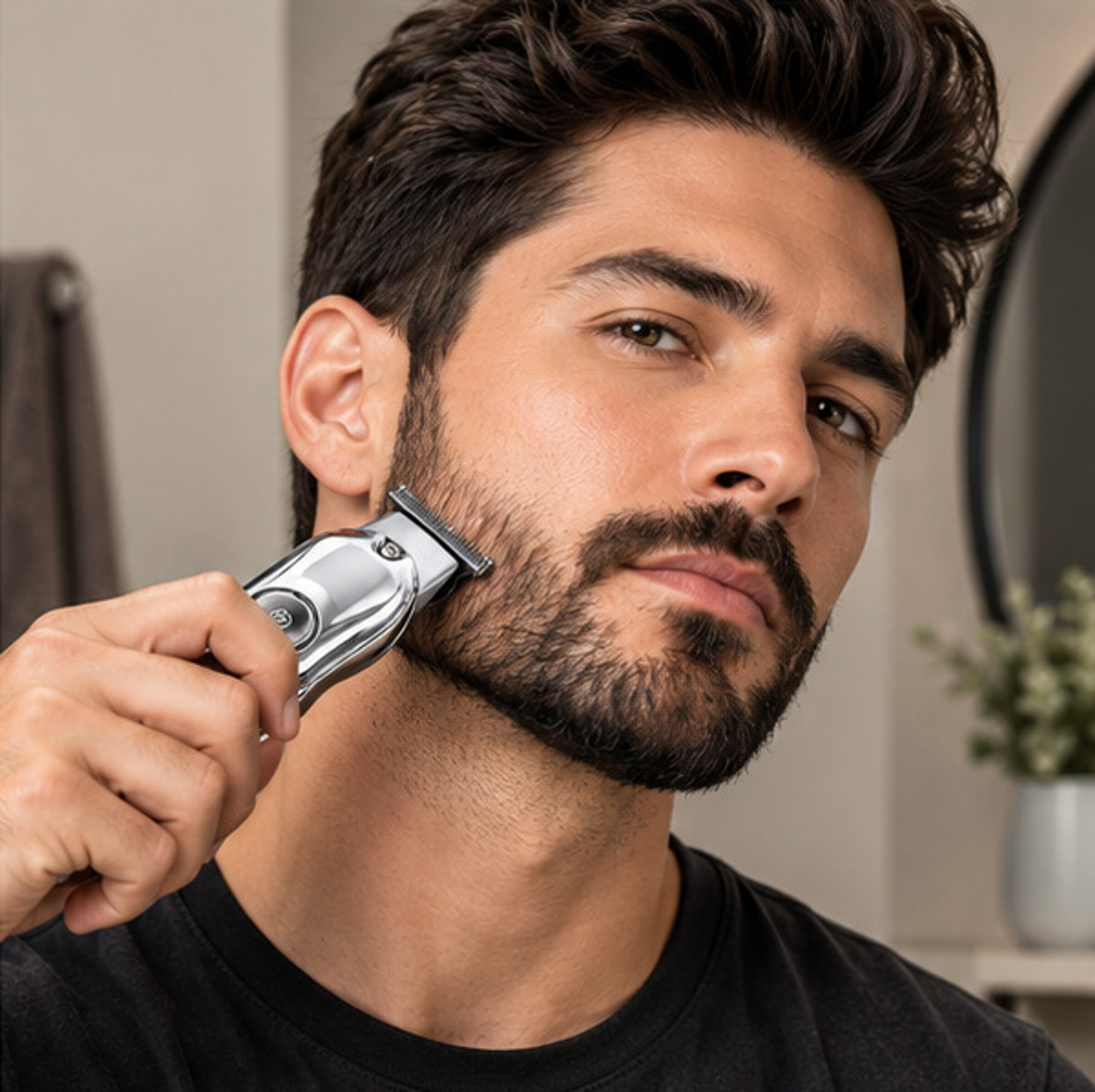 Image of THE OM ENTERPRISE V-071. Trimmer 120 min Runtime 4 Length Settings Chrome Metallic Precision 1.3 Fully Waterproof Trimmer 120 min Runtime 4 Length Settings (Silver)
