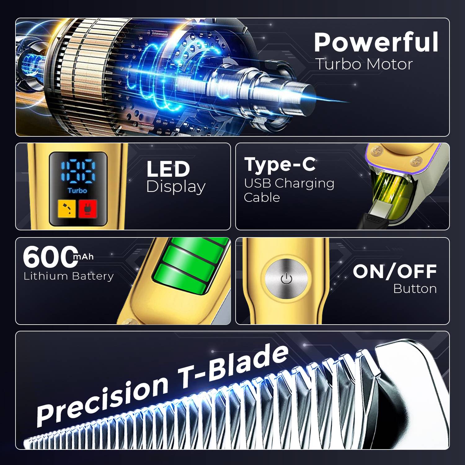 VGR V-290 Hair Clipper with LED Display - Image 2