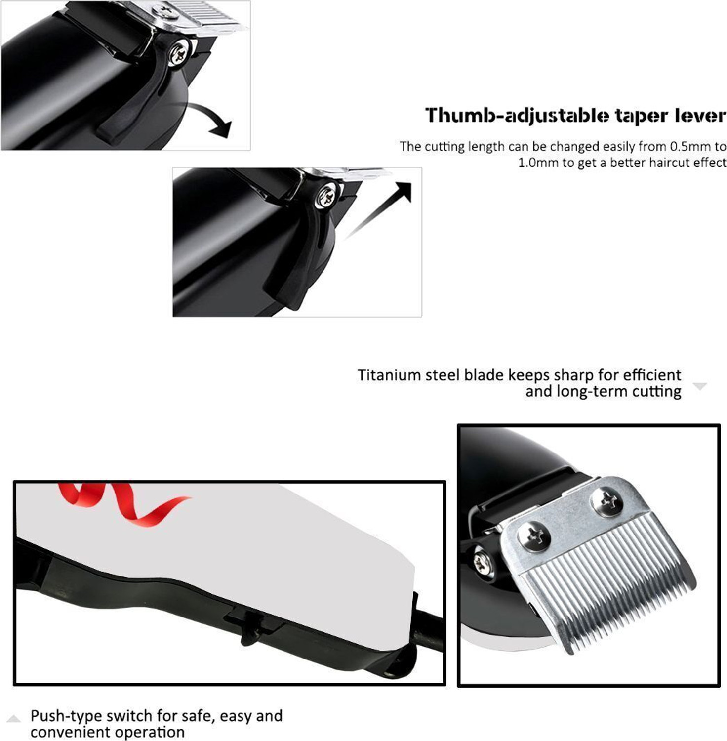 Image of QGS Men Powerful Titanium Wired Adjustable Hair Clipper High Quality Beard Moustache Fully Waterproof Trimmer 0 min Runtime 10 Length Settings