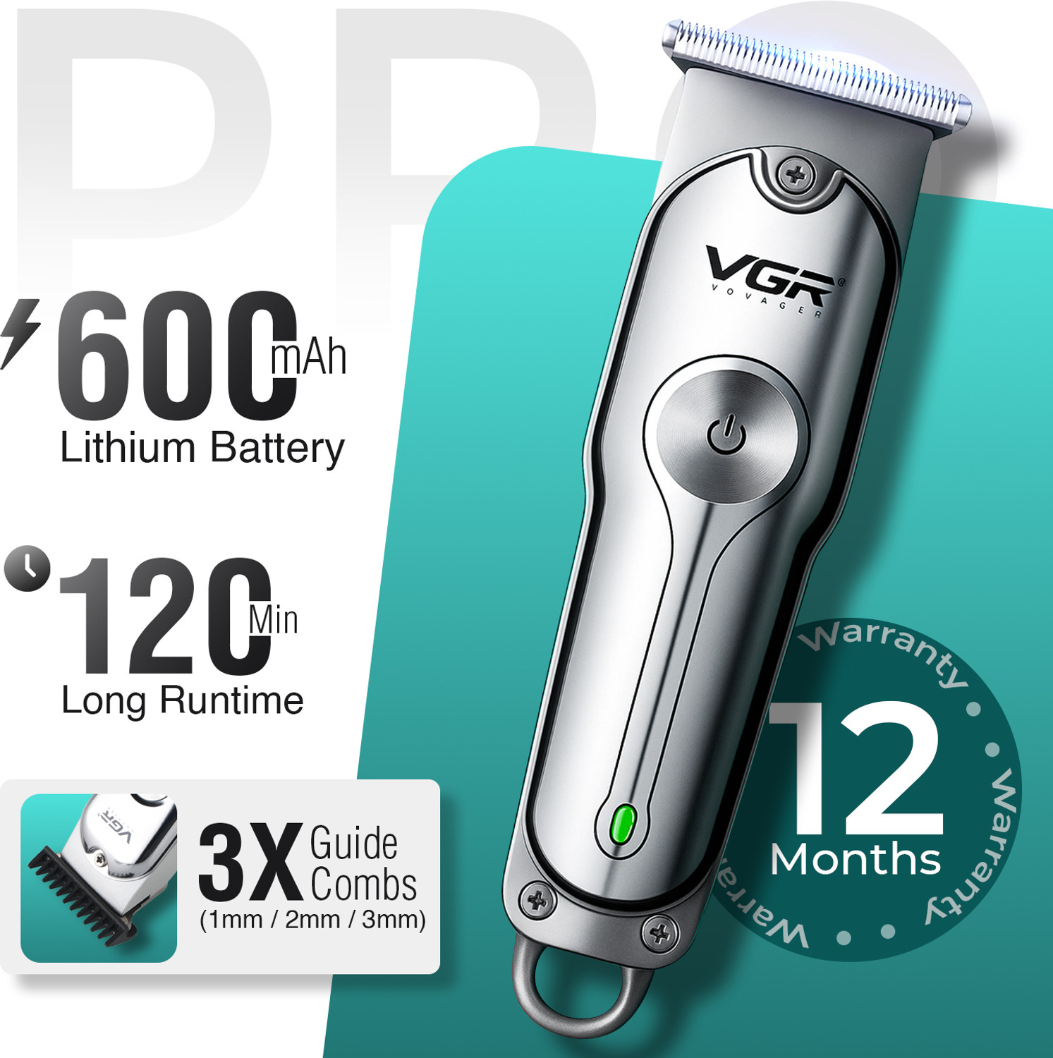 Image of VGR V-071 Professional Corded&Cordless Trimmer 120 min Runtime 4 Length Settings
