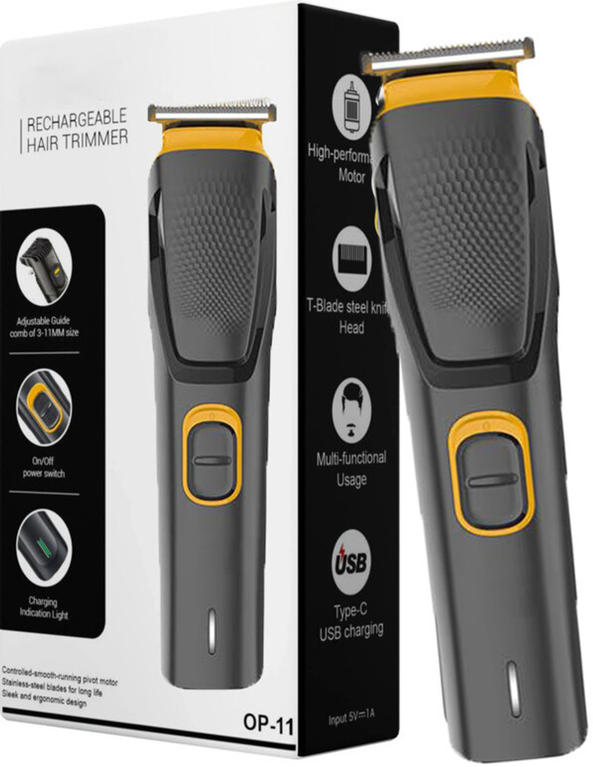 Image of MynxeHTC USB Cordless Hair-Clipper Beard Trimmer PlasticHair Clipper Professional Haircut Fully Waterproof Trimmer 45 min Runtime 4 Length Settings