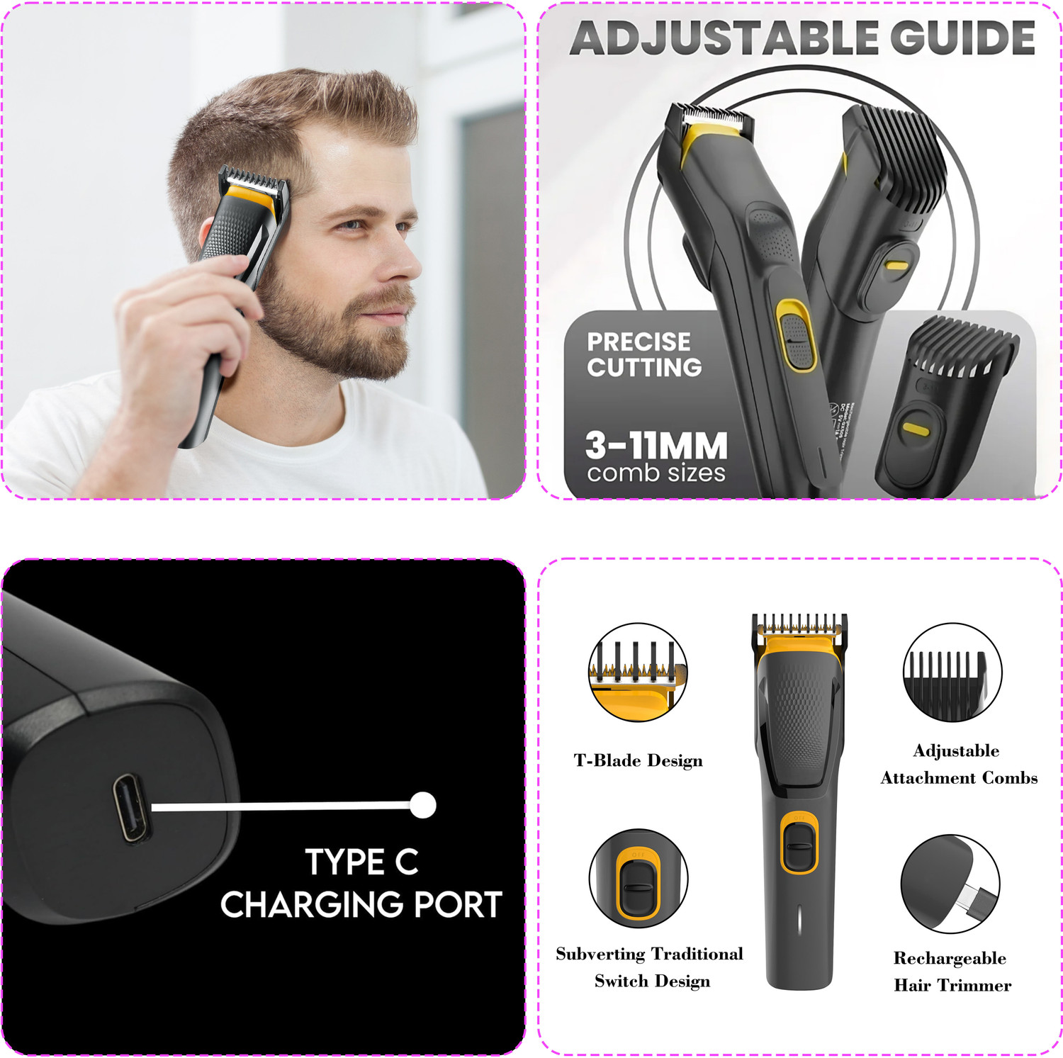 Image of Virth Men's 3 IN 1 Beard Grooming Kit Ear Cleaning Kit With Nose & Ear Hair & Beard Trimmer 90 min Runtime 1 Length Settings