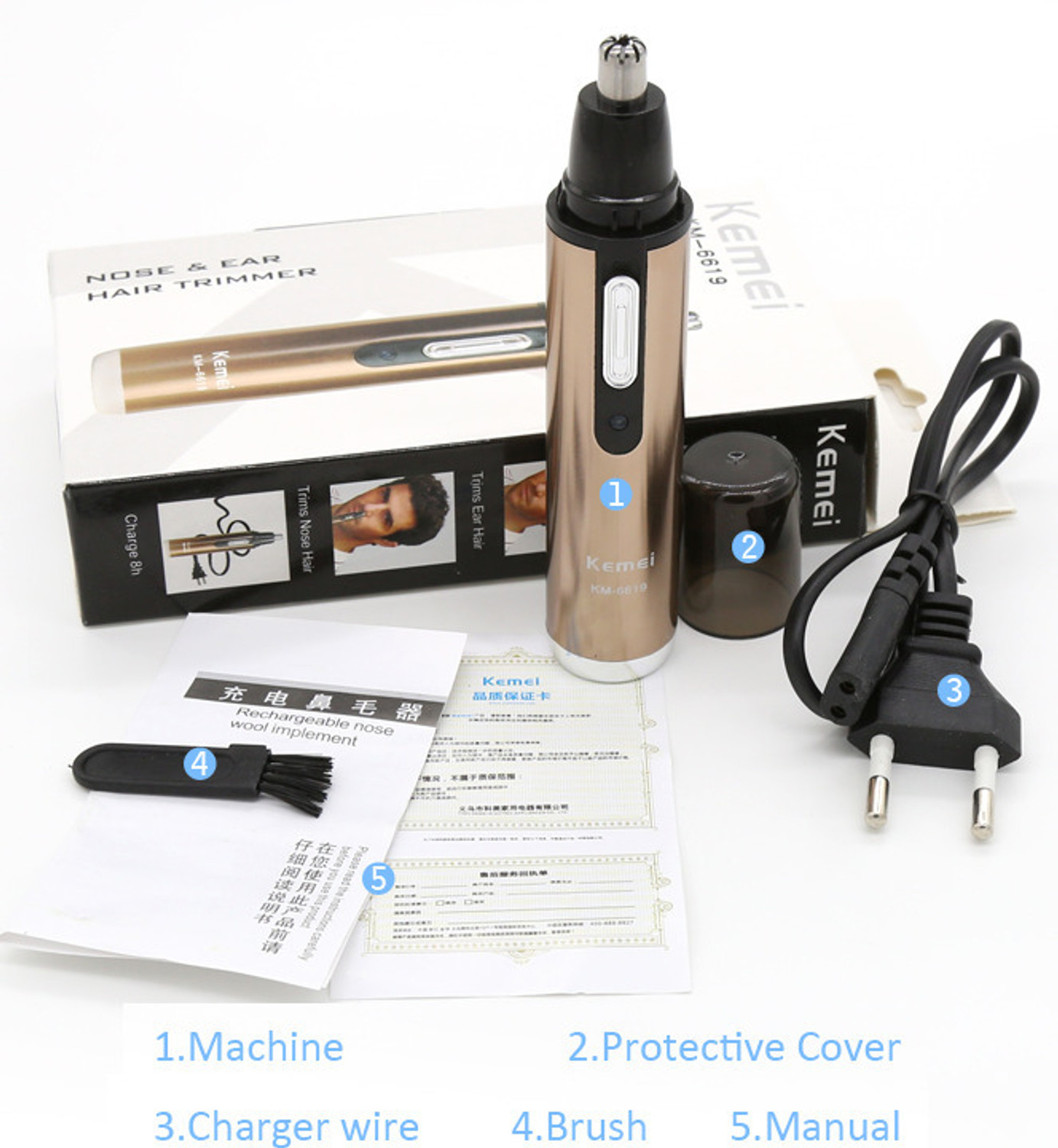 Image of Kemei KM 6619 NOSE TRIMMER MEN Trimmer 45 min Runtime 4 Length Settings