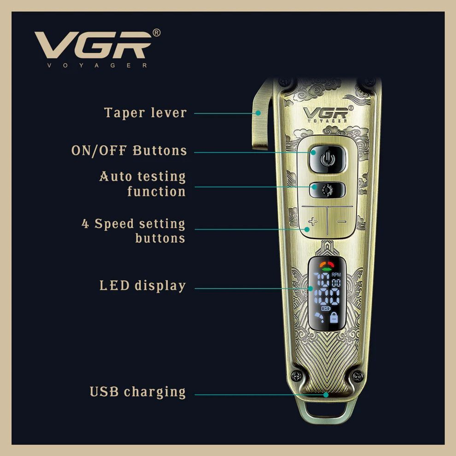 Image of VGR V-005. Trimmer 250 min Runtime 8 Length Settings