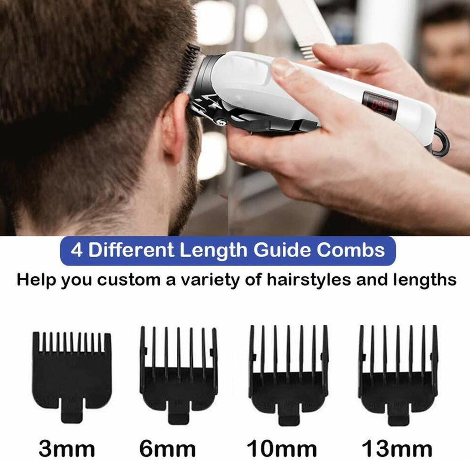 Image of OVER BELIEVE Rechargeable 809A Moustache Trimmer for Men | Cordless Z17 Beard & Hair Grooming Fully Waterproof Trimmer 240 min Runtime 4 Length Settings (Black, White)