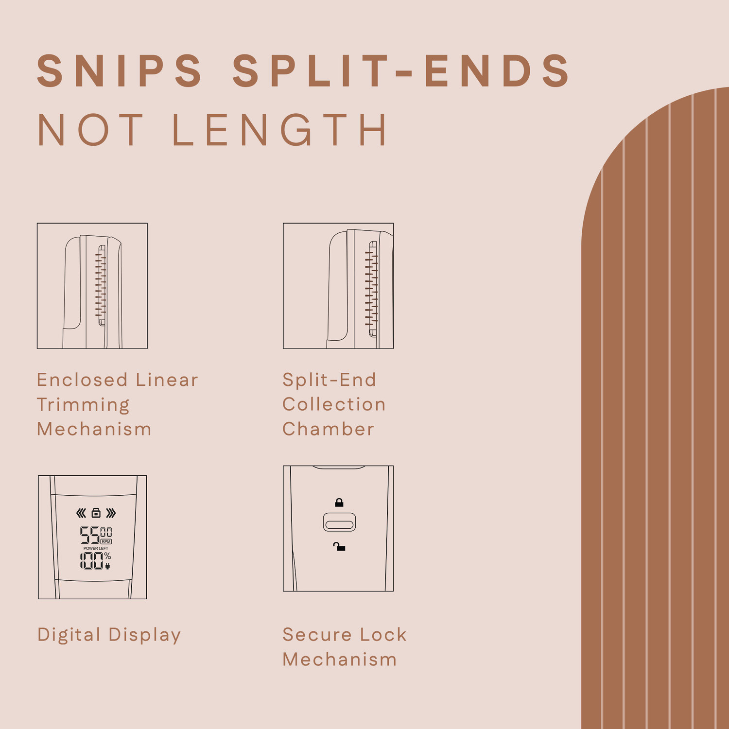 Image of Winston Rechargeable Automatic Cordless Split End Trimmer Trimmer 120 min Runtime 0 Length Settings