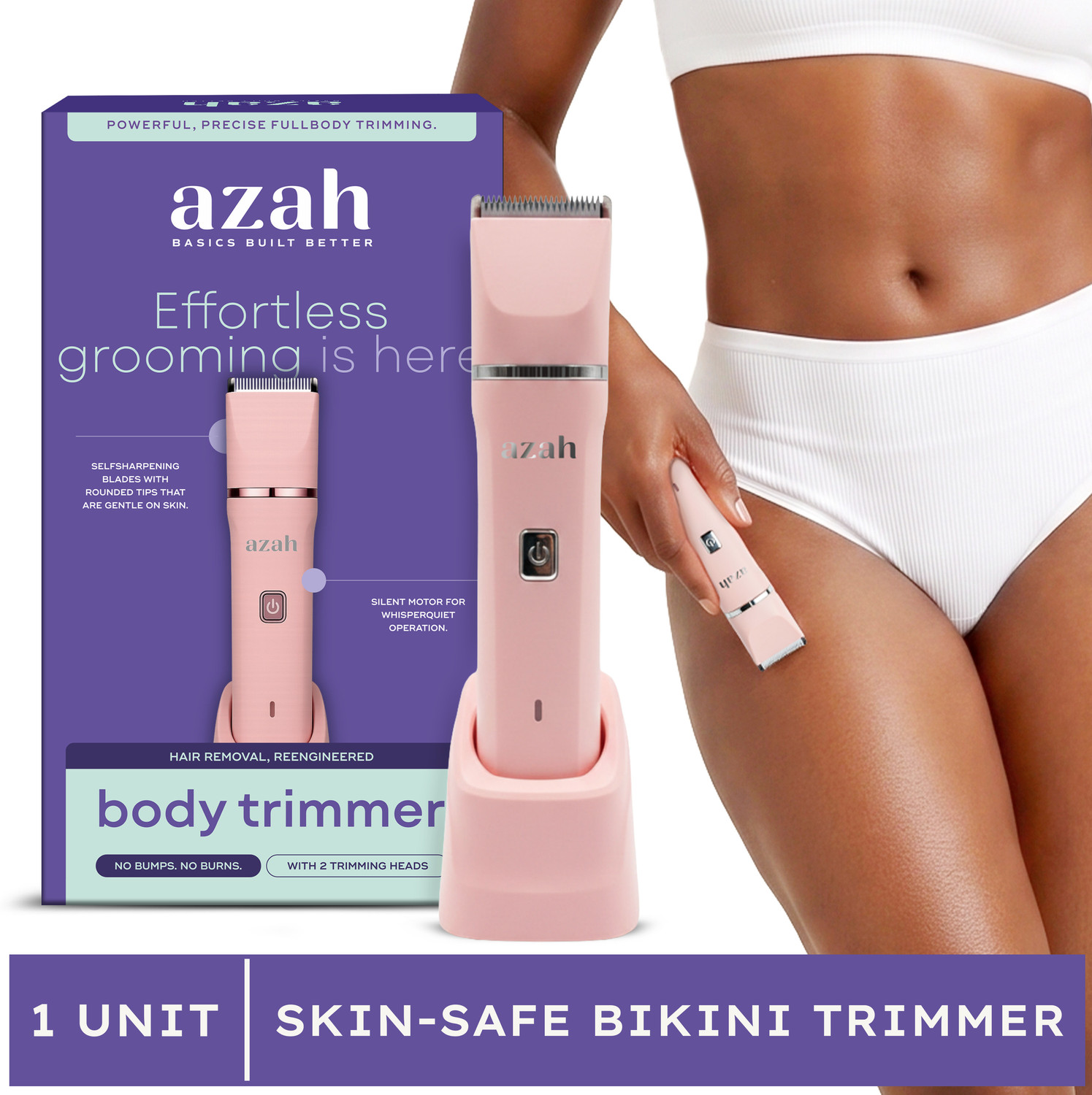 Image of AZAH Rechargeable Bikini Trimmer for Women | Multipurpose Body & Intimate Trimmer 120 min Runtime 4 Length Settings