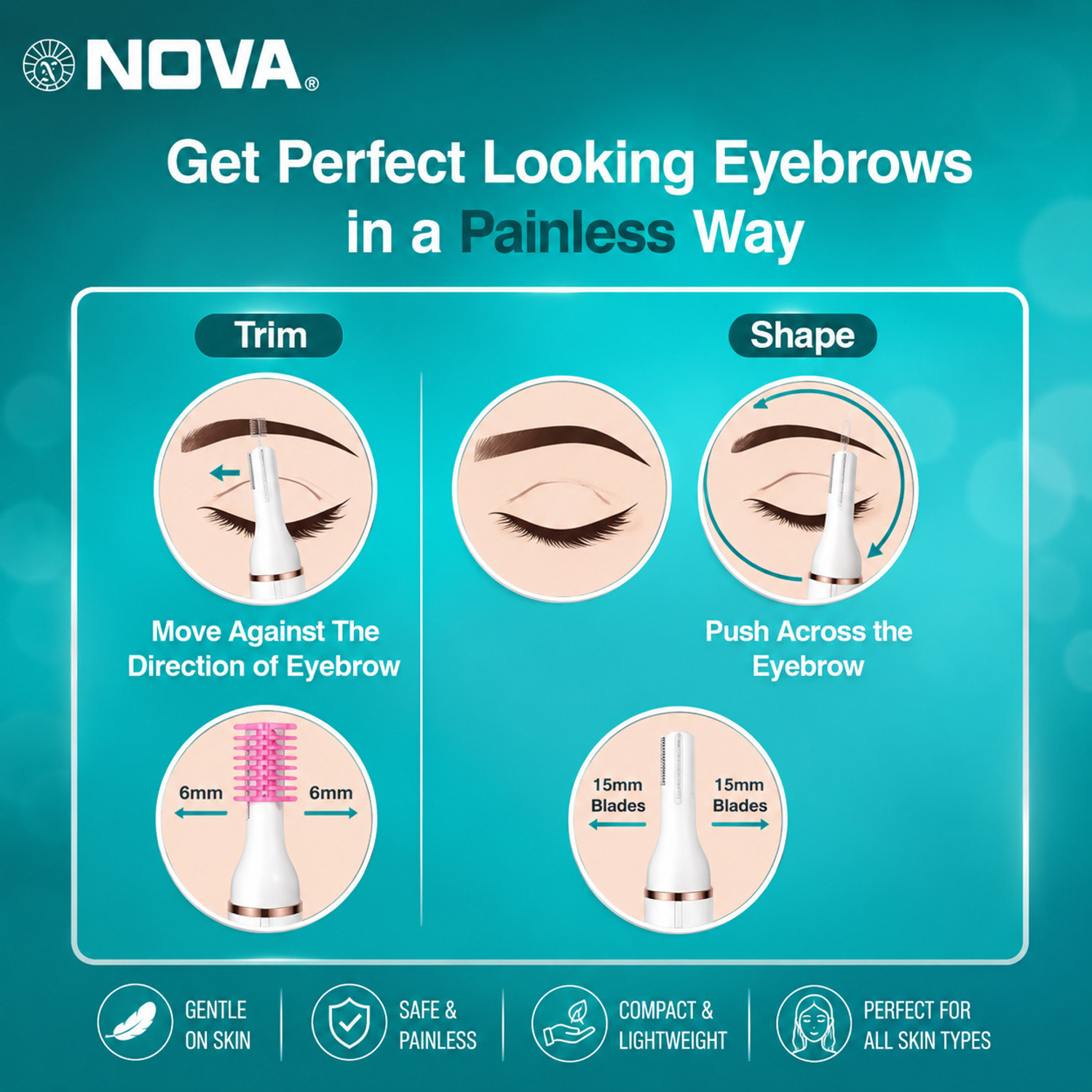 Image of NOVA NLS 538 /05 Facial, Bikini line & Eyebrow Hair remover Trimmer 60 min Runtime 3 Length Settings