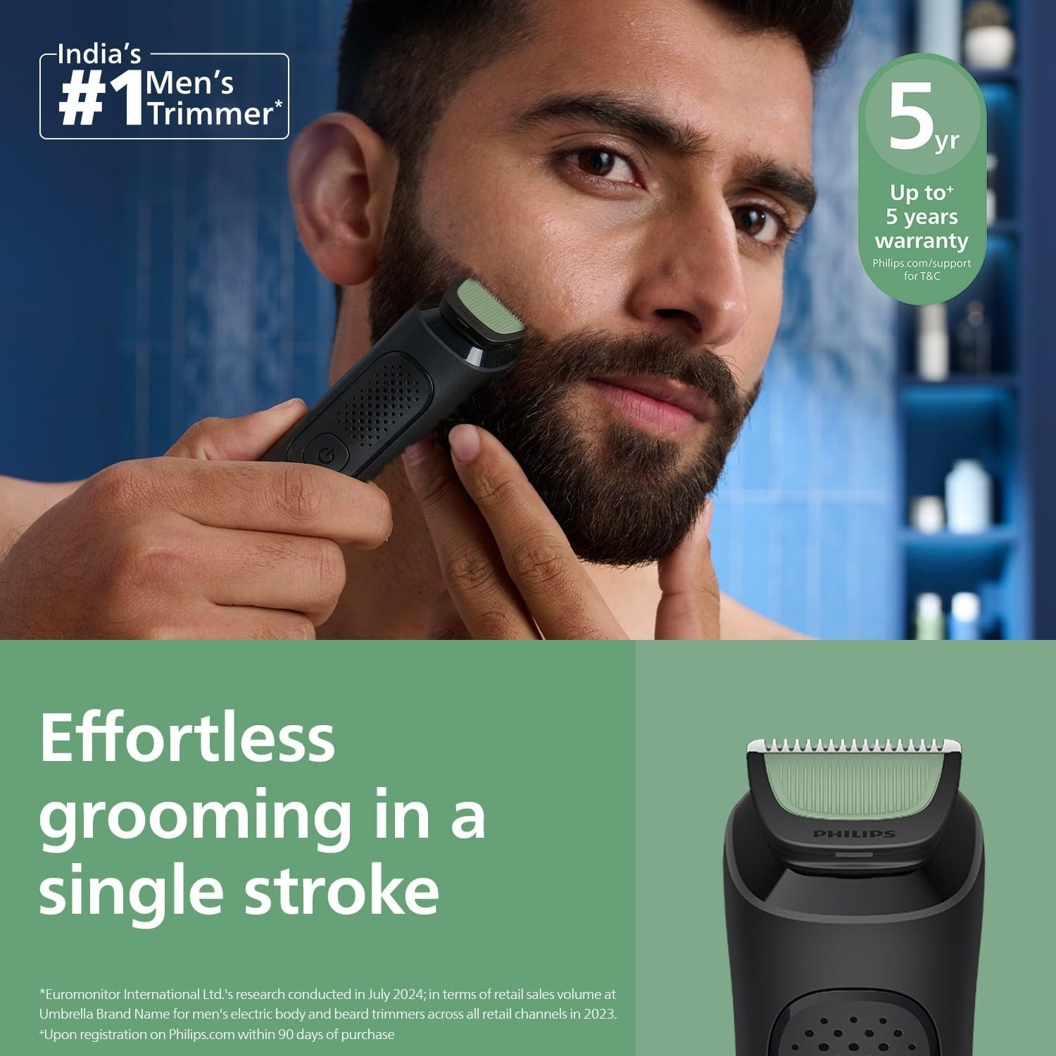 Image of PHILIPS 9-in-1 All-in-One Men's Trimmer MG3927 - Face, Hair & Body Grooming Kit Trimmer 45 min Runtime 12 Length Settings