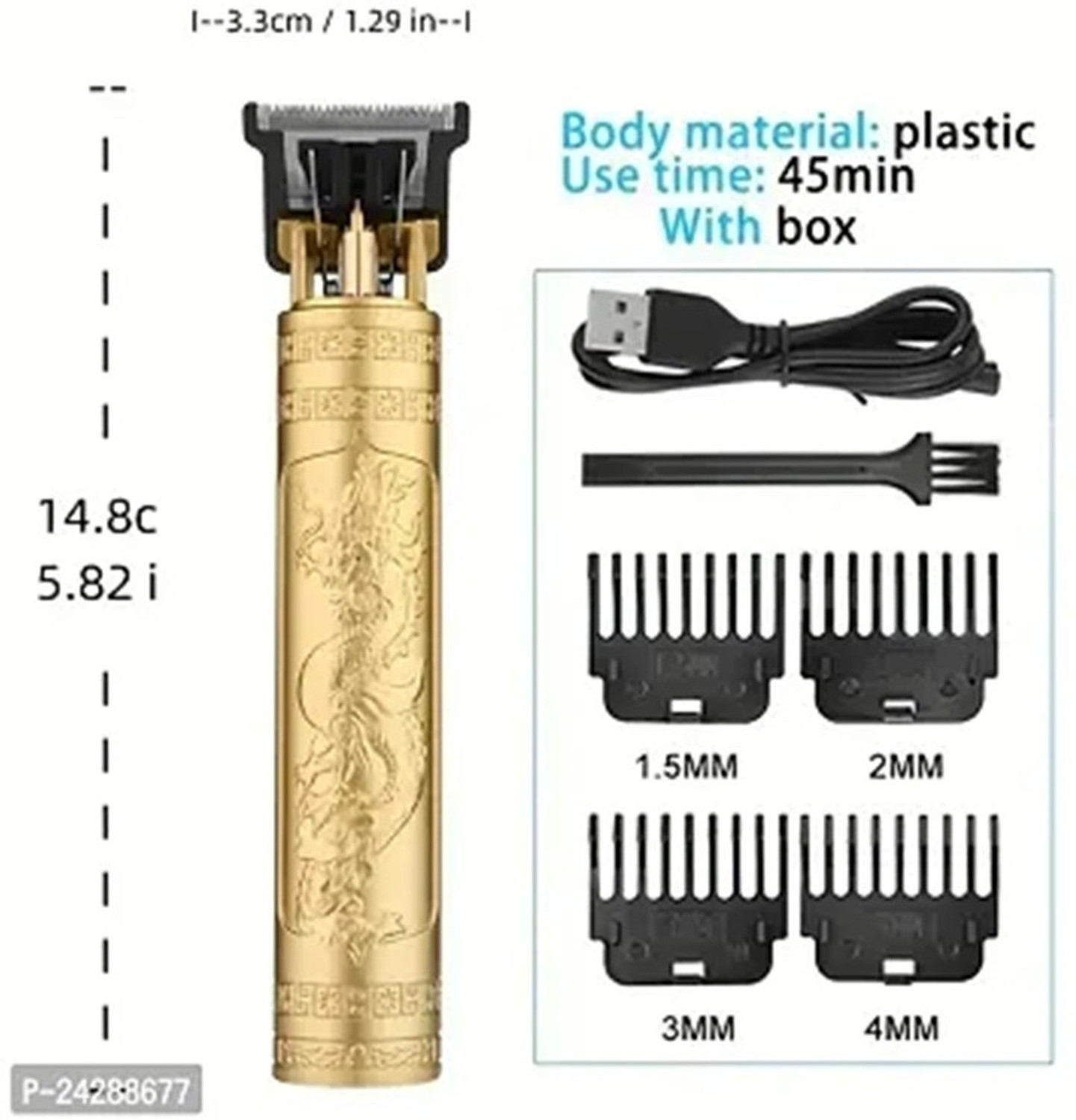 Image of trimmercare VINTAGE T9 Buddha Style Gold Plated Professional Men's Trimmer ( Trimmer 120 min Runtime 15 Length Settings