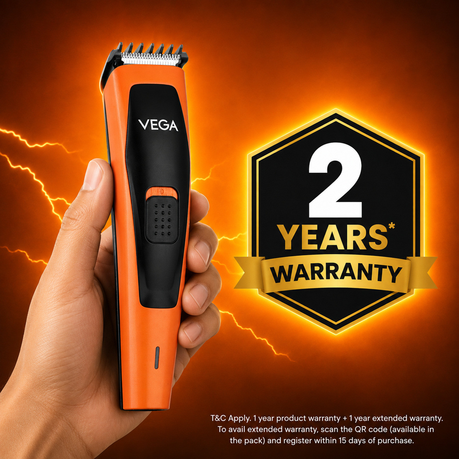 Image of VEGA Alpha Edge Beard Groomer for Men with 4 Comb, USB C-Type Charger (VHTH-45) Trimmer 90 min Runtime 4 Length Settings