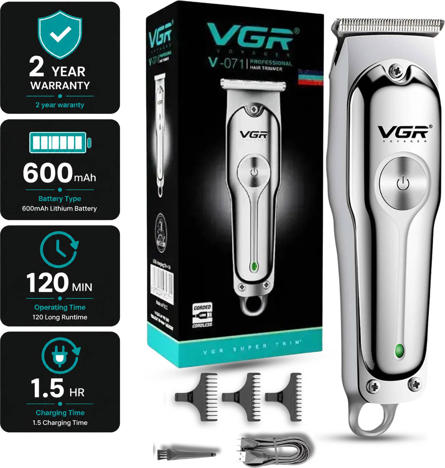 VGR V-071 Professional Rechargeable Hair Clipper