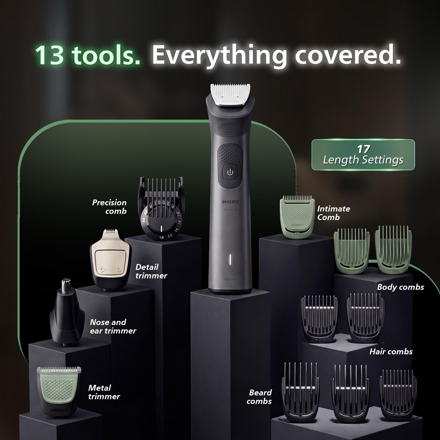 Image of PHILIPS MG7922 /65, 13-in-1 All in One Trimmer Men- Beard, Hair, Body, Nose & Intimate Trimmer 120 min Runtime 17 Length Settings