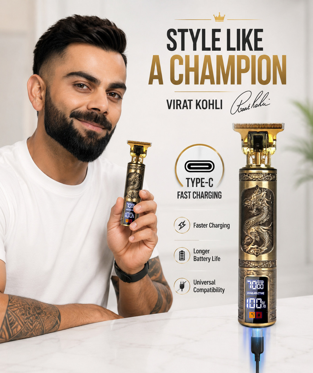 Image of Misuhrobir Beard Hair Trimmer For Men Fully Waterproof Trimmer 180 min Runtime 5 Length Settings