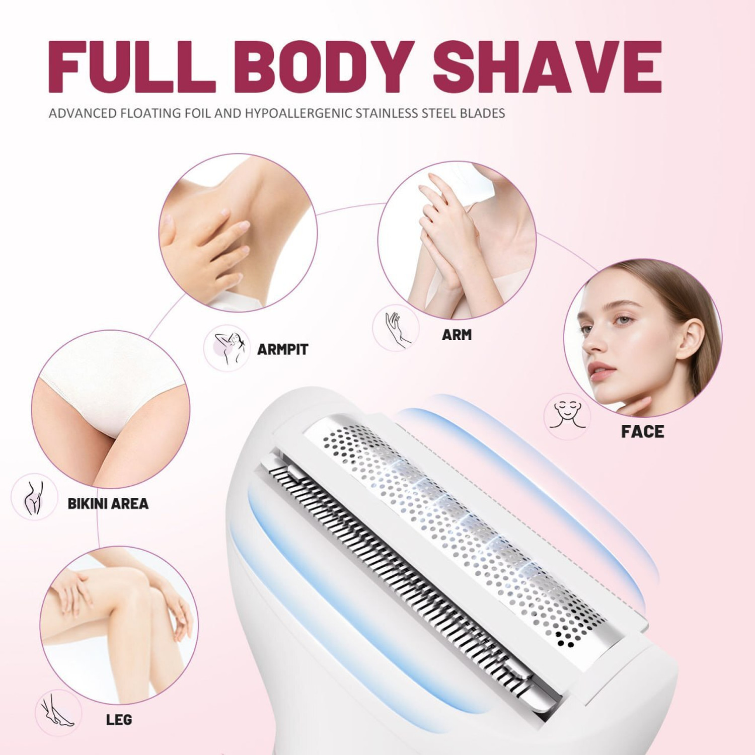 Image of HVG TRADERS 6-in-1 women's grooming kit Fully Waterproof Body Groomer 60 min Runtime 6 Length Settings