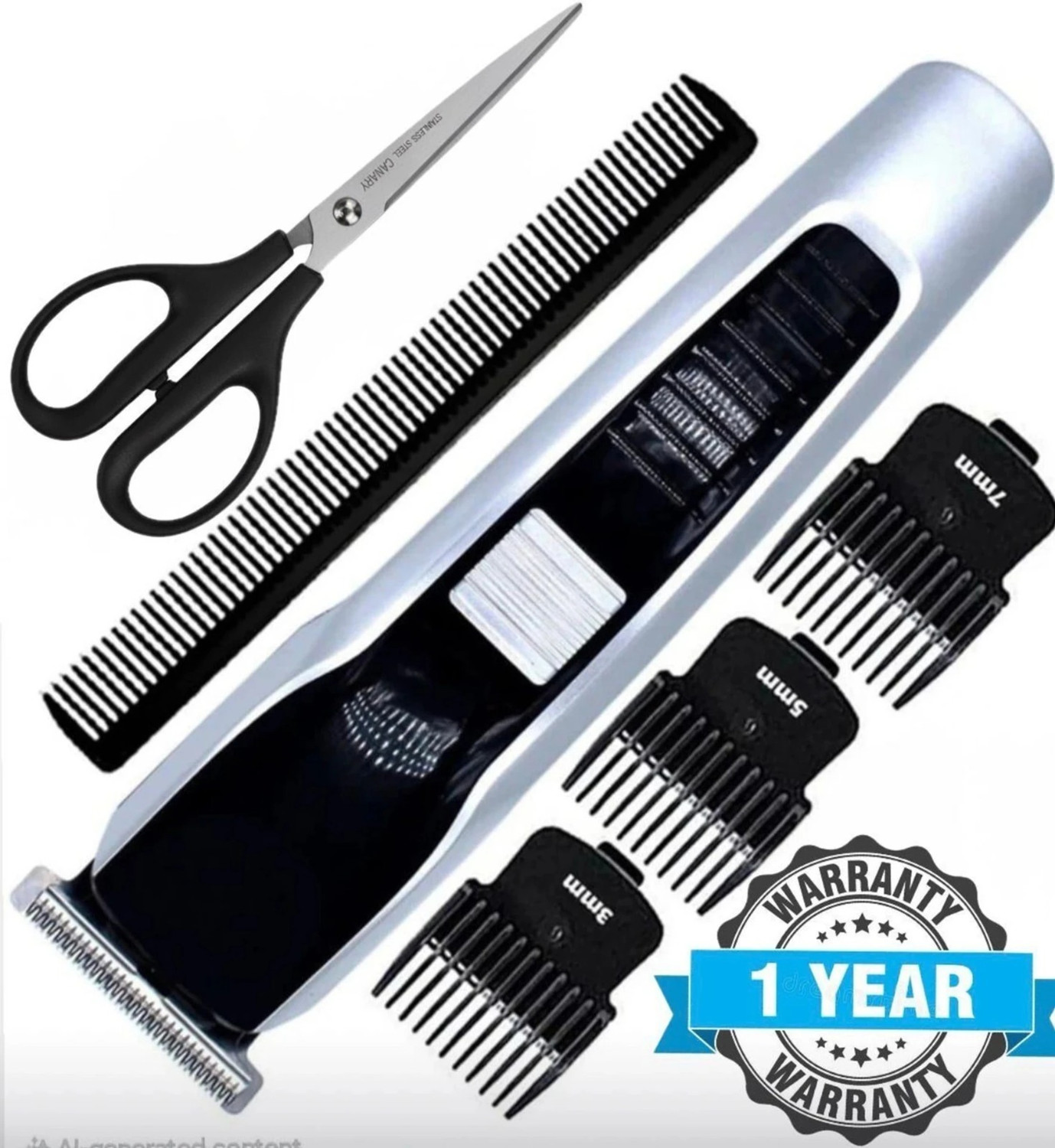 Image of CLINLINSO 538 Trimmer Set with Hair Comb & Scissor for Men Grooming Kit Fully Waterproof Trimmer 60 min Runtime 4 Length Settings