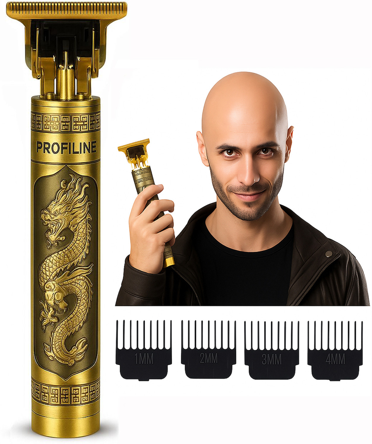 Image of Profiline Cordless 0mm Professional Hair Clippers USB Rechargeable Trimmer 60 min Runtime 1 Length Settings