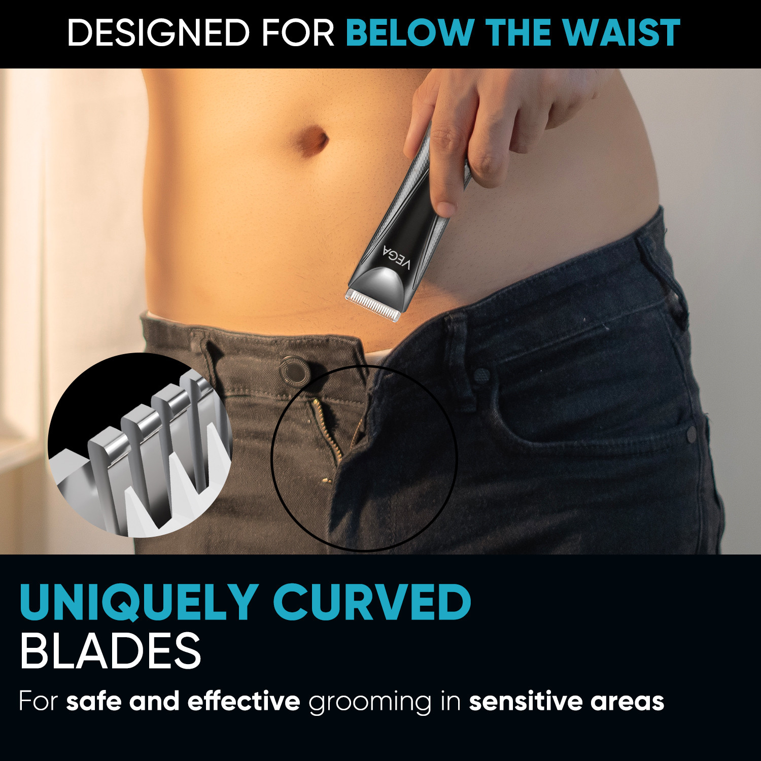 Image of VEGA VHTH-33 IPX5 Waterproof Men Fully Waterproof Trimmer 90 min Runtime 4 Length Settings