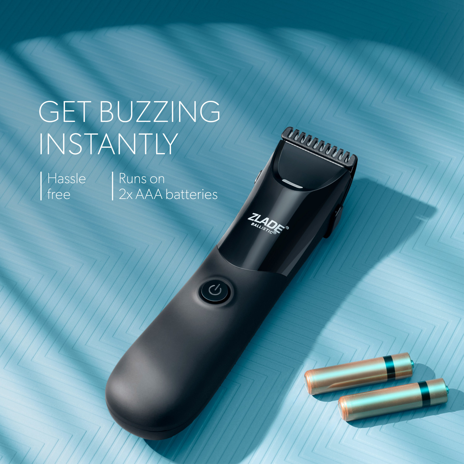 Image of Zlade Trimmer for Men | Beard, Body, Pubic Hair | AAA Cell Battery Fully Waterproof Body Groomer 120 min Runtime 4 Length Settings (Black)